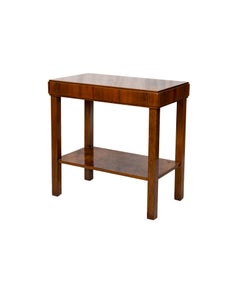 Mid Century Modern Art Deco Walnut Console Table, 20th Century