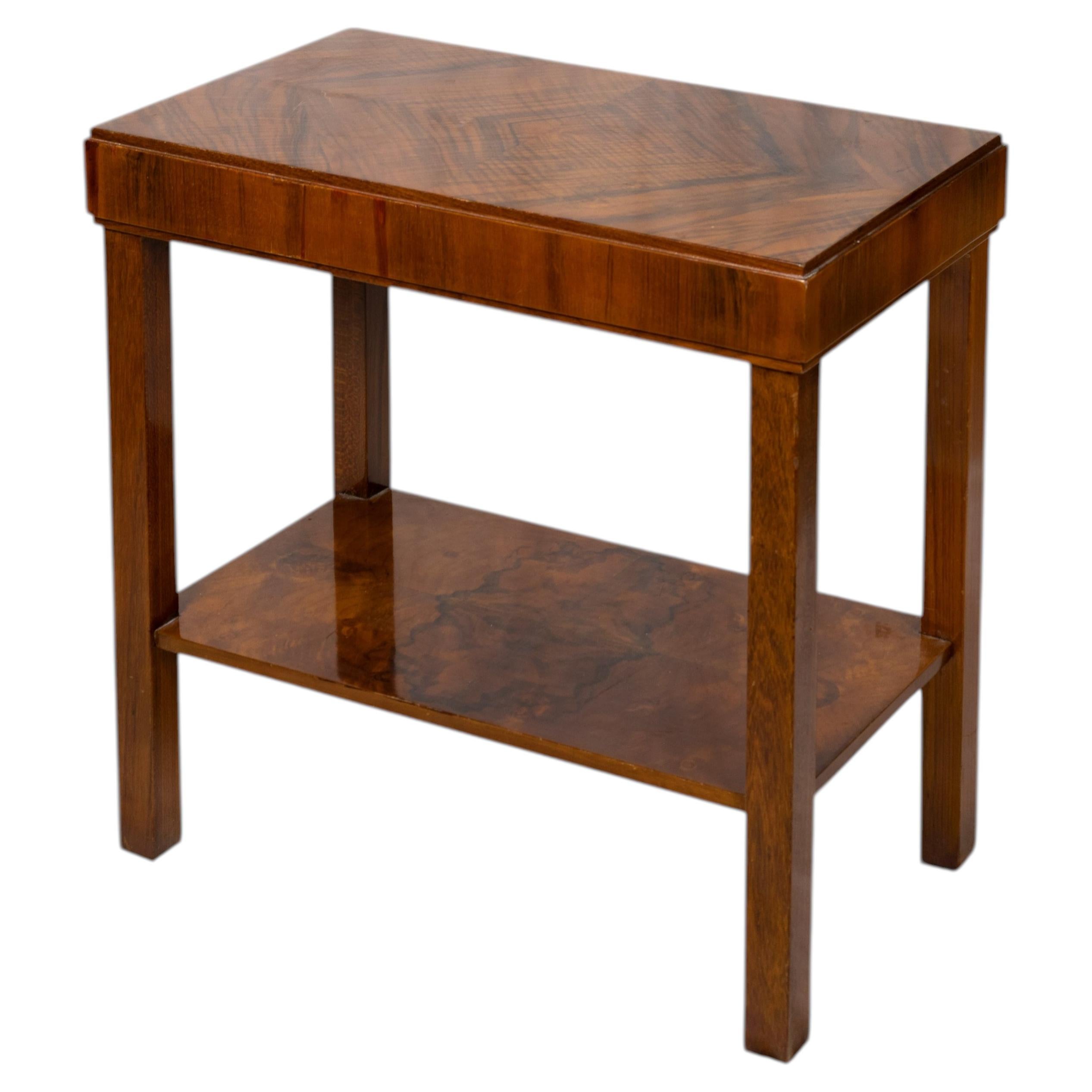 Mid Century Modern Art Deco Walnut Console Table, 20th Century For Sale