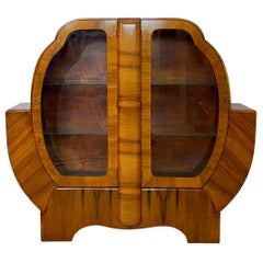 Mid-Century Modern Art Deco Walnut Display Case, English, circa 1935