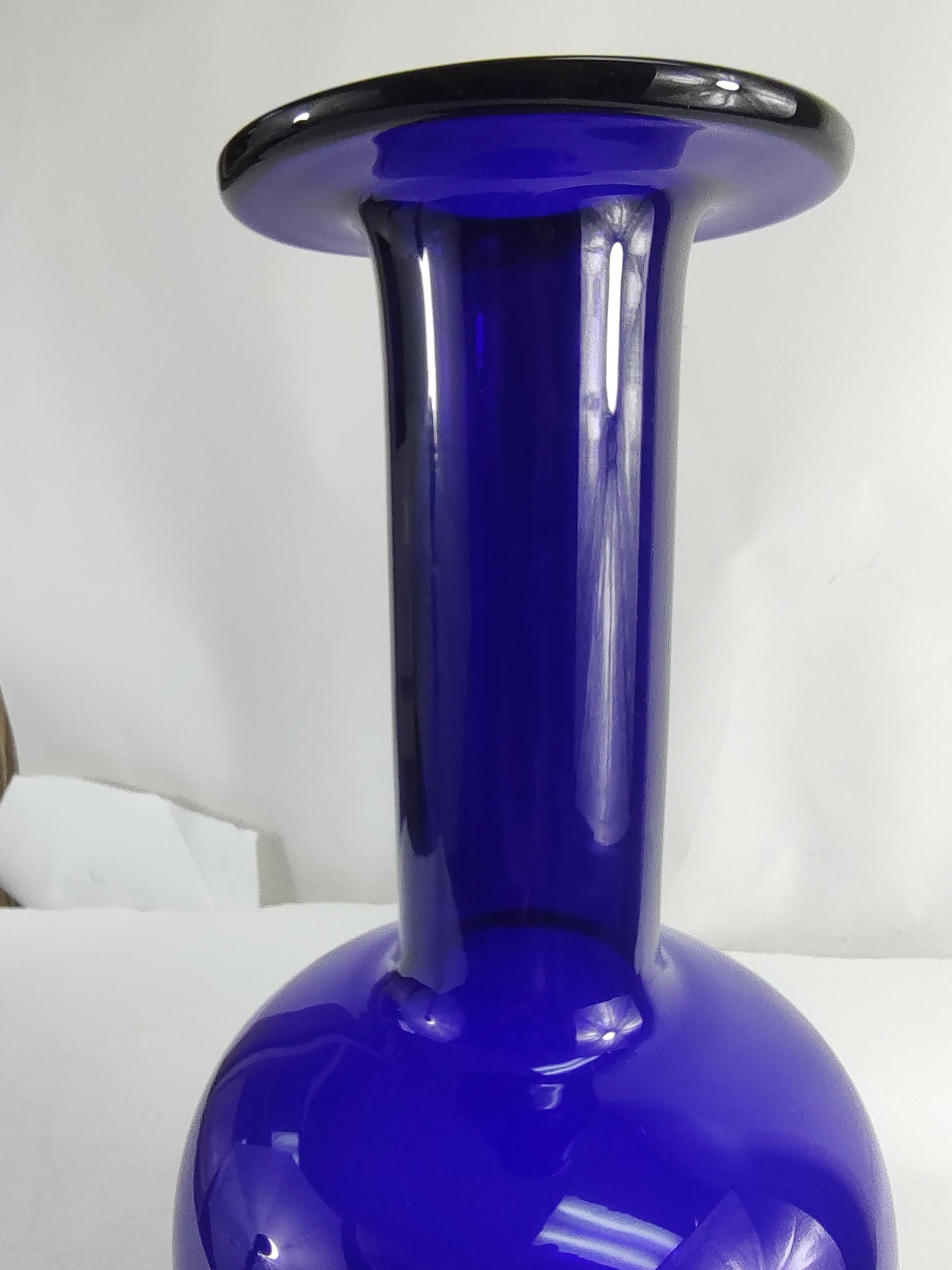 Molded Mid Century Modern Art Glass Bottle Form Vase Otto Bauer for Kastrup Holmegaard For Sale