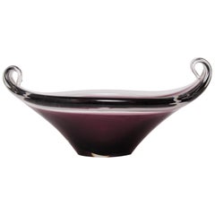 Mid-Century Modern Art Glass Bowl in Eggplant Purple