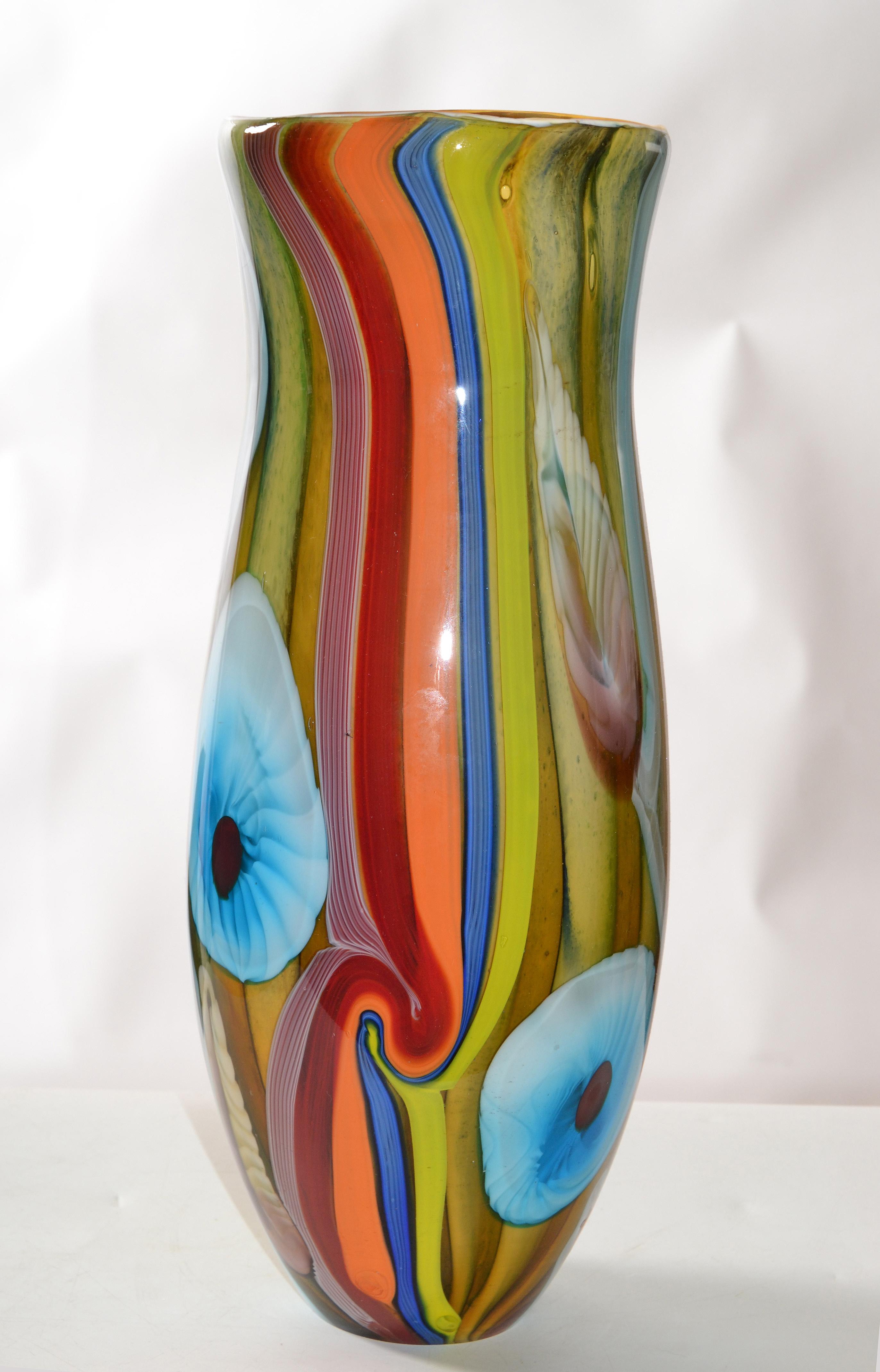 Mid-Century Modern Art Glass Nautical Motif Tall Vase Made in Europe Polen 1980 (Moderne der Mitte des Jahrhunderts) im Angebot
