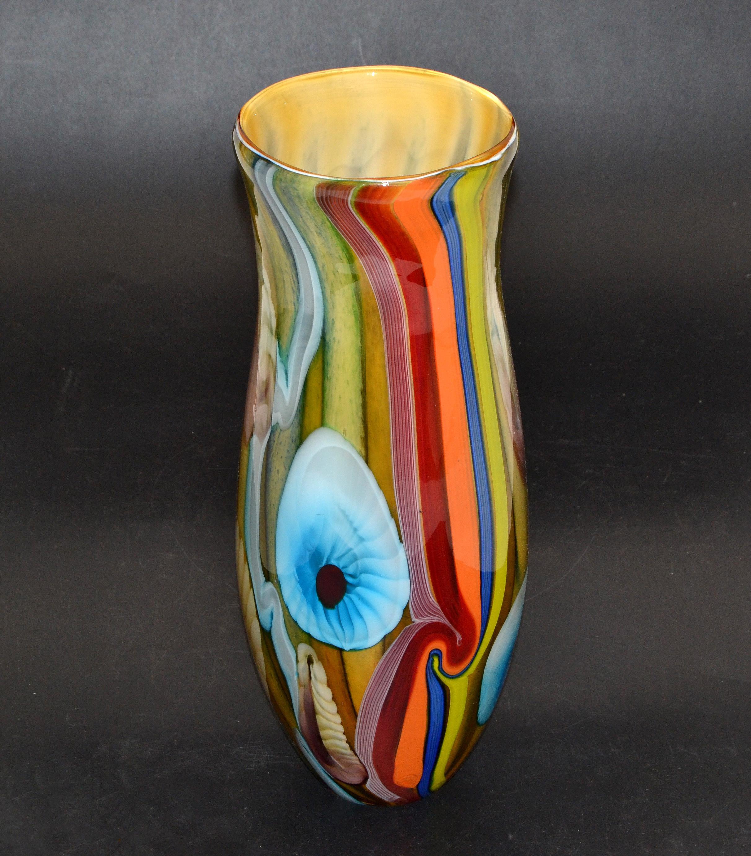 Mid-Century Modern Art Glass Nautical Motif Tall Vase Made in Europe Polen 1980 (Polnisch) im Angebot