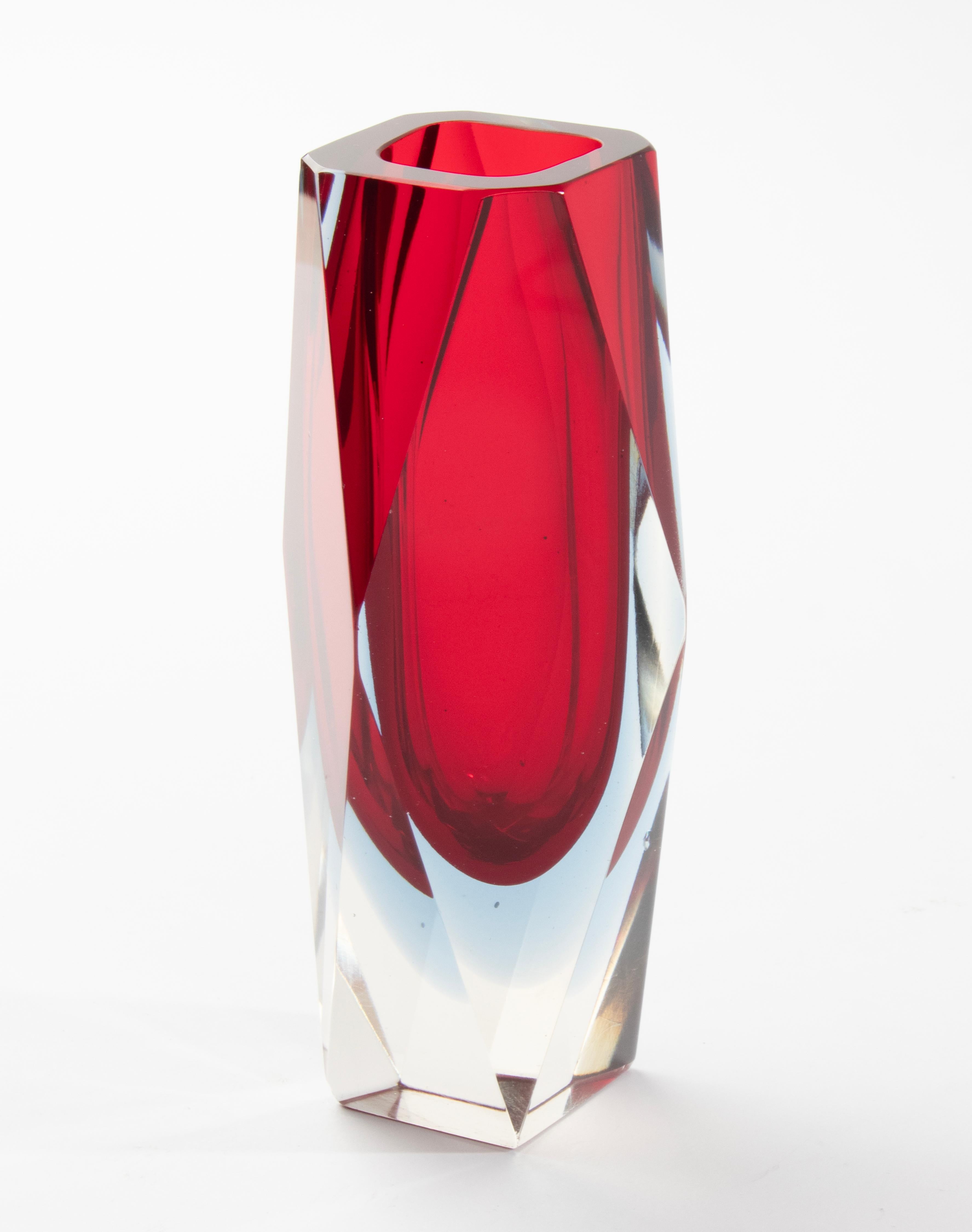 Moderne Sommerso-Vase aus Kunstglas aus der Mitte des Jahrhunderts – Flavio Poli im Angebot 2