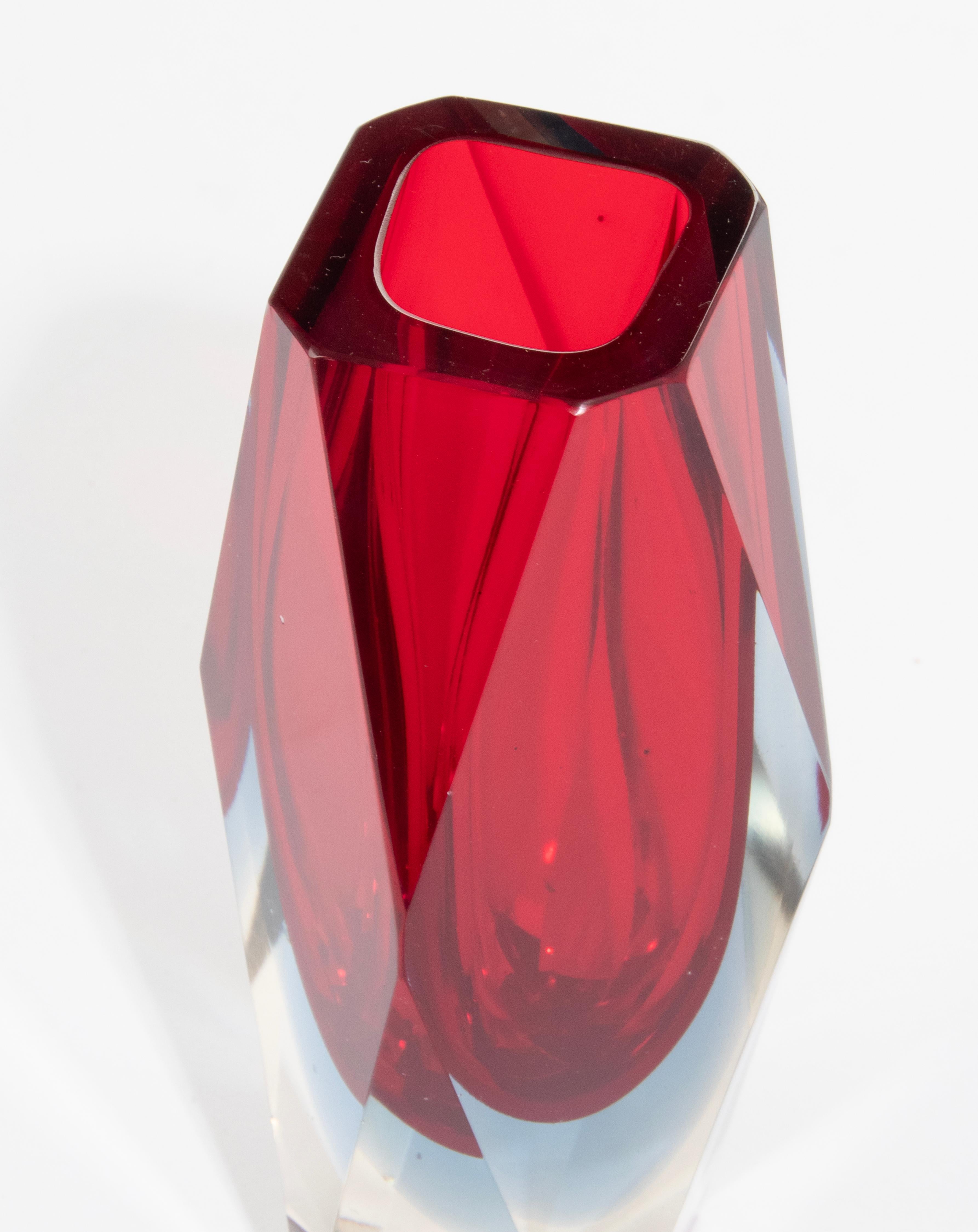 Moderne Sommerso-Vase aus Kunstglas aus der Mitte des Jahrhunderts – Flavio Poli im Angebot 3