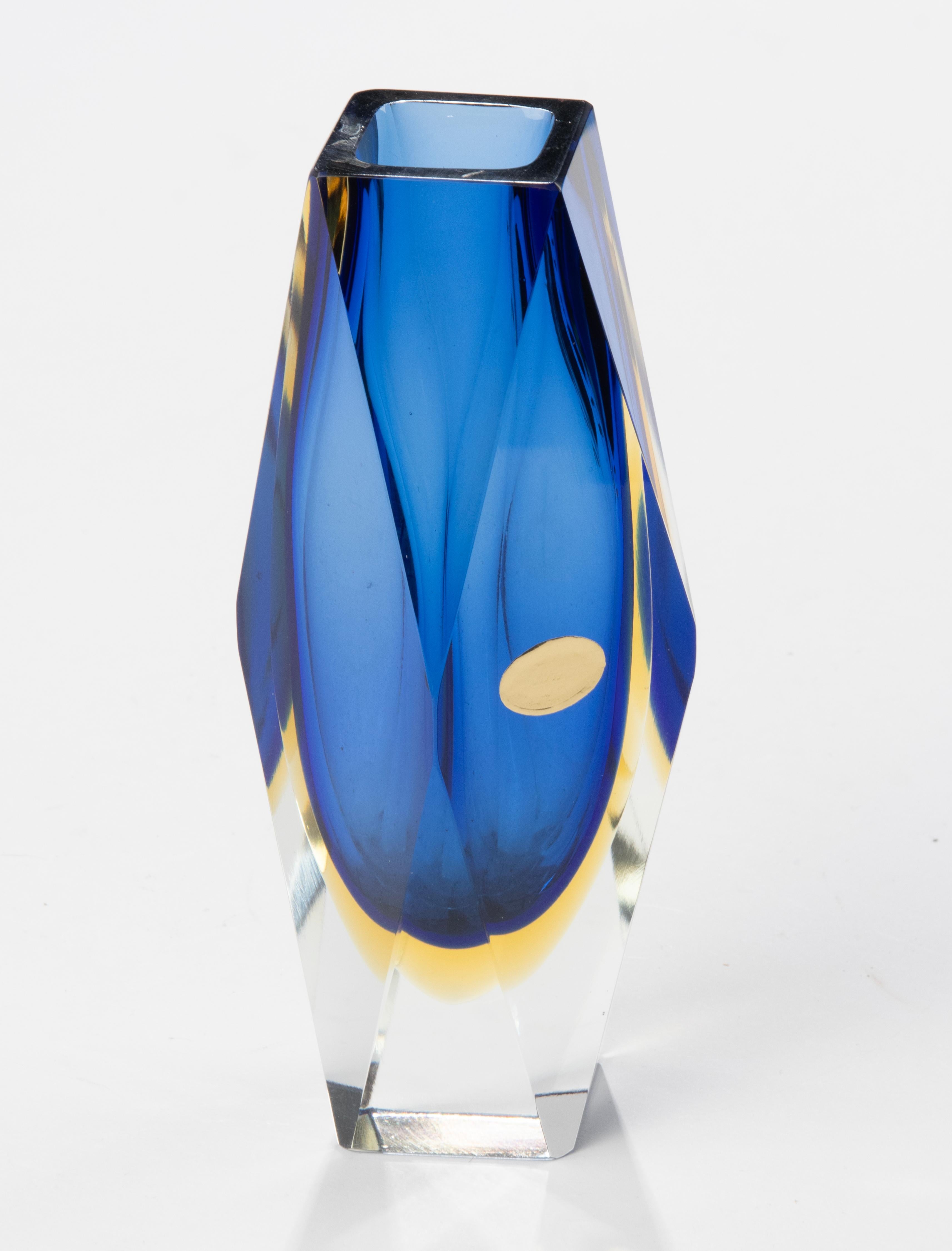Mid-20th Century Mid-Century Modern Art Glass Sommerso Vase - Flavio Poli  For Sale