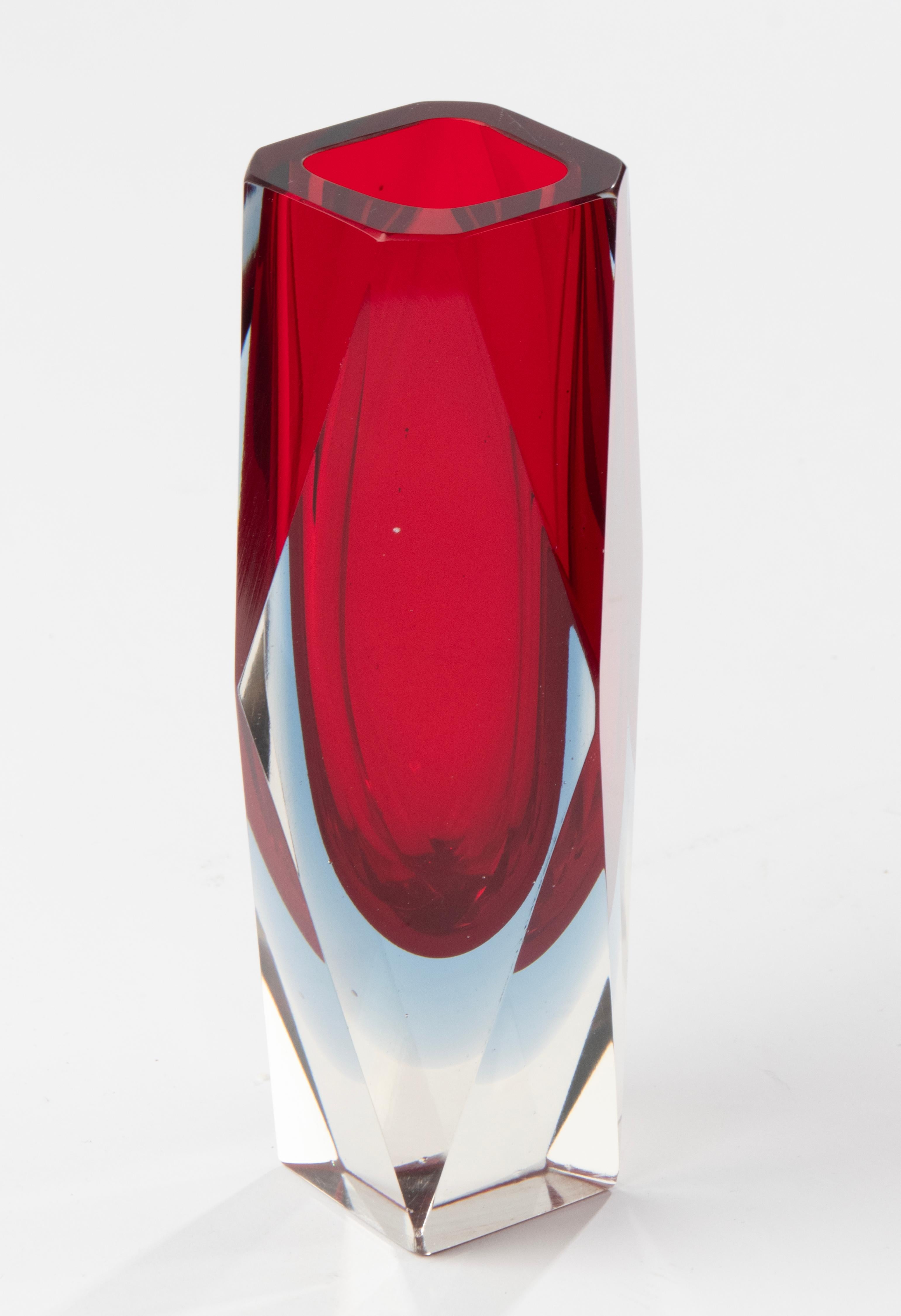 Moderne Sommerso-Vase aus Kunstglas aus der Mitte des Jahrhunderts – Flavio Poli im Angebot 1
