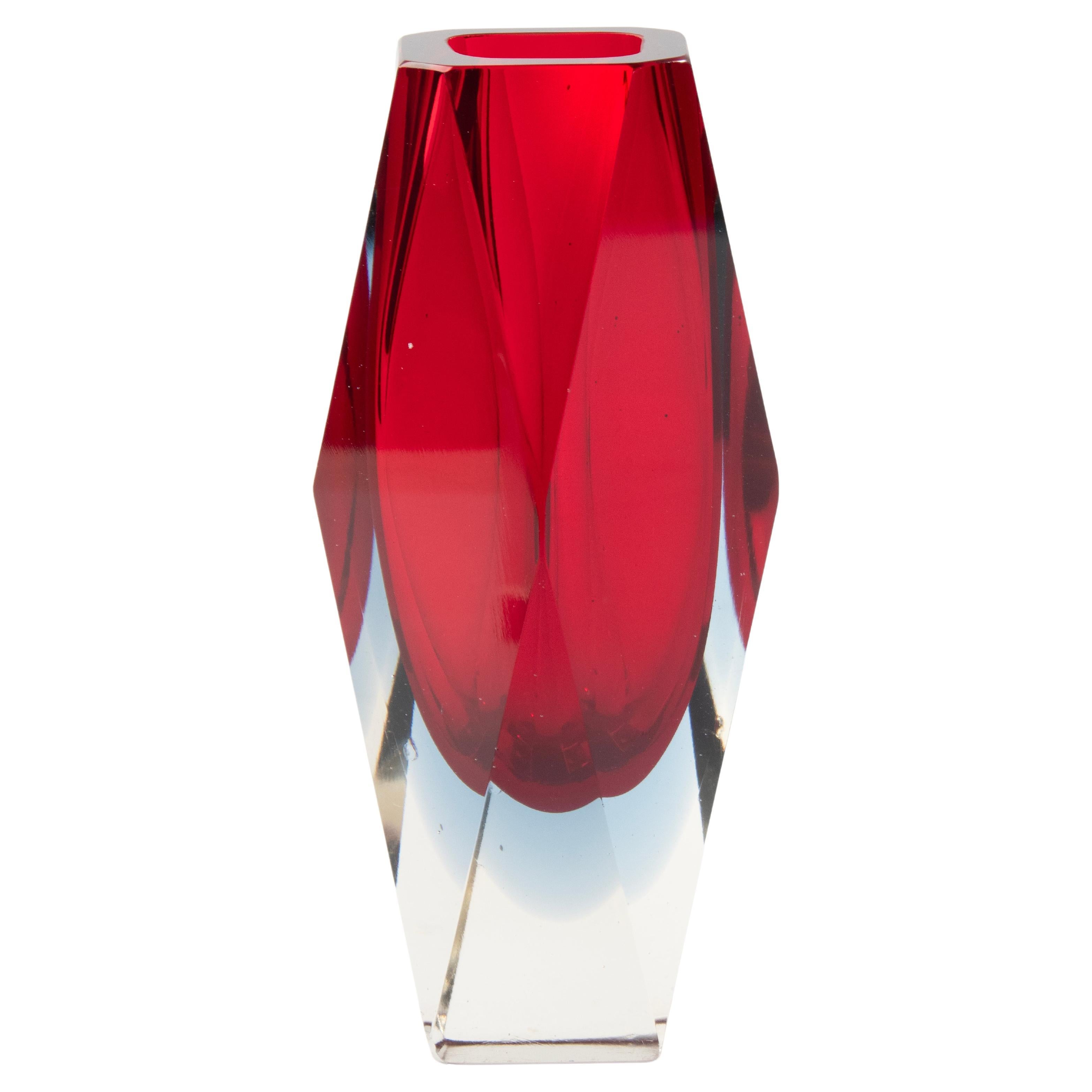 Moderne Sommerso-Vase aus Kunstglas aus der Mitte des Jahrhunderts – Flavio Poli