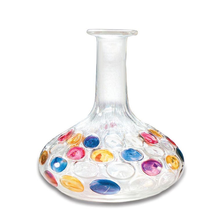 20th Century Mid Century Modern Art Glass Thumbprint Designs Decanter and Stopper  For Sale