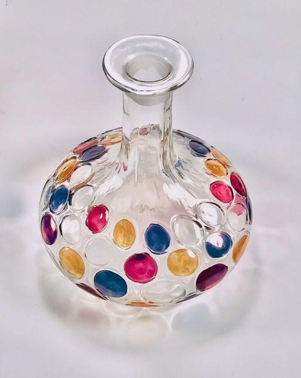 Mid Century Modern Art Glass Thumbprint Designs Decanter and Stopper  In Excellent Condition For Sale In Montreal, QC