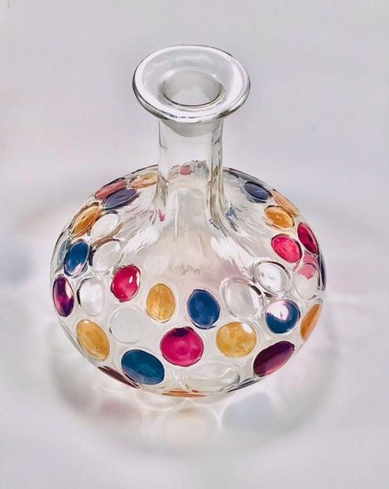 Mid Century Modern Art Glass Thumbprint Designs Decanter and Stopper  For Sale 2