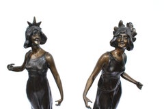 Mid Century Modern/Art Nouveau , Bronze , pair , Lady Figurines