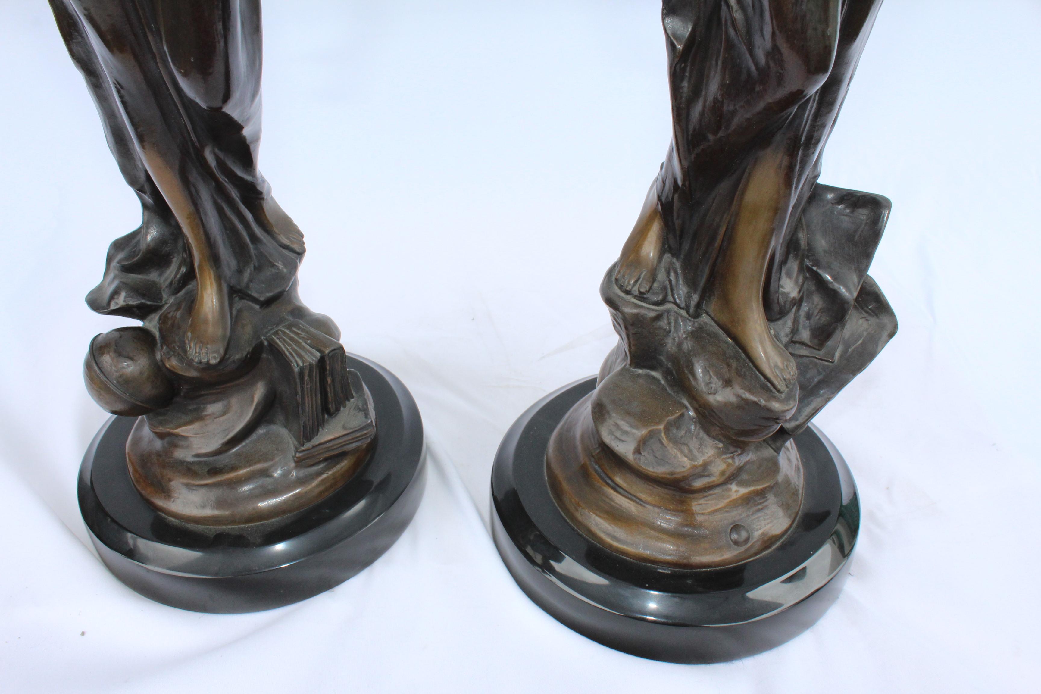 Americano Mid Century Modern/Art Nouveau , Bronzo , coppia , Figurine di donna in vendita
