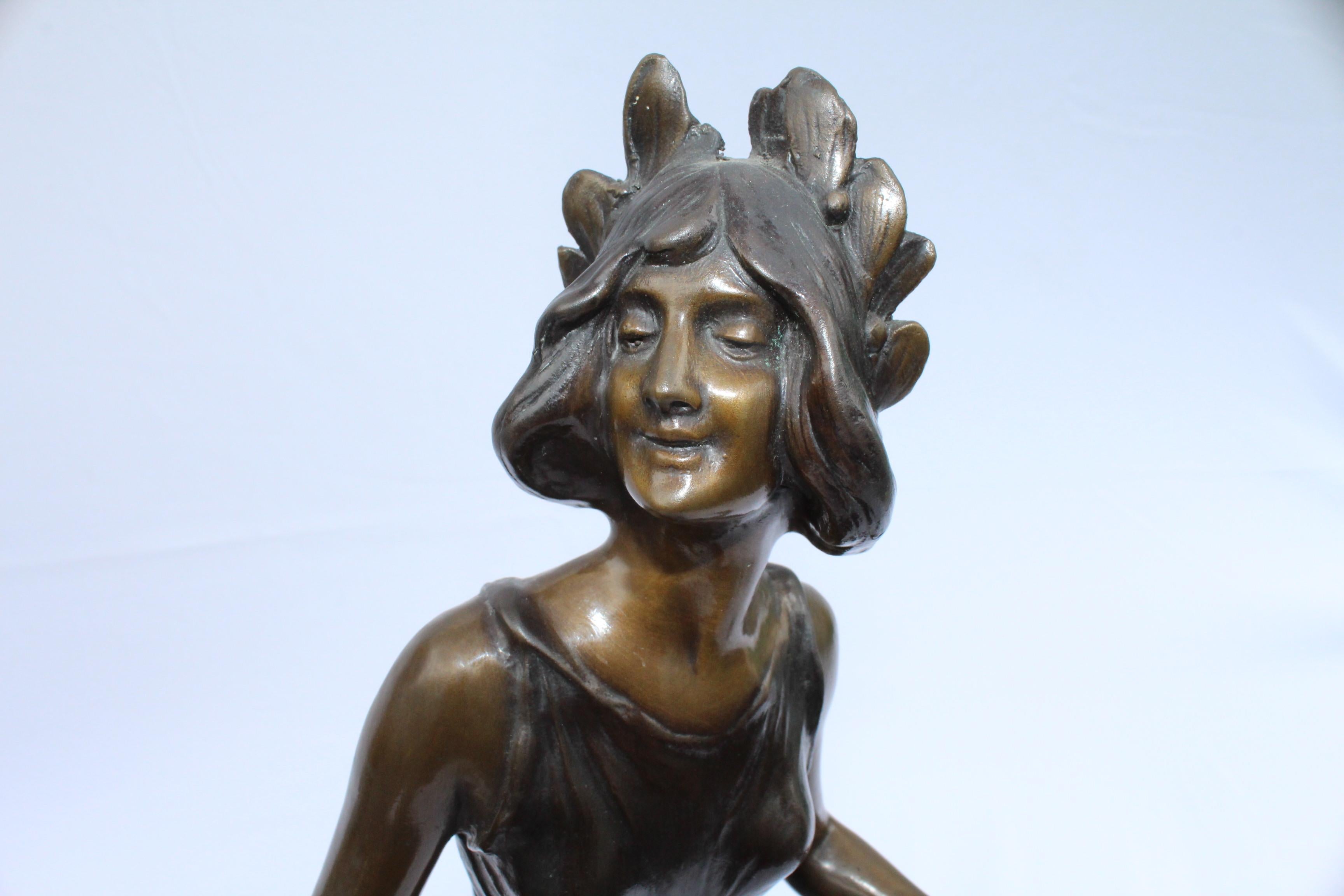 Calco Mid Century Modern/Art Nouveau , Bronzo , coppia , Figurine di donna in vendita