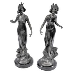Mid Century Modern/Art Nouveau , Bronze , pair , Lady Figurines