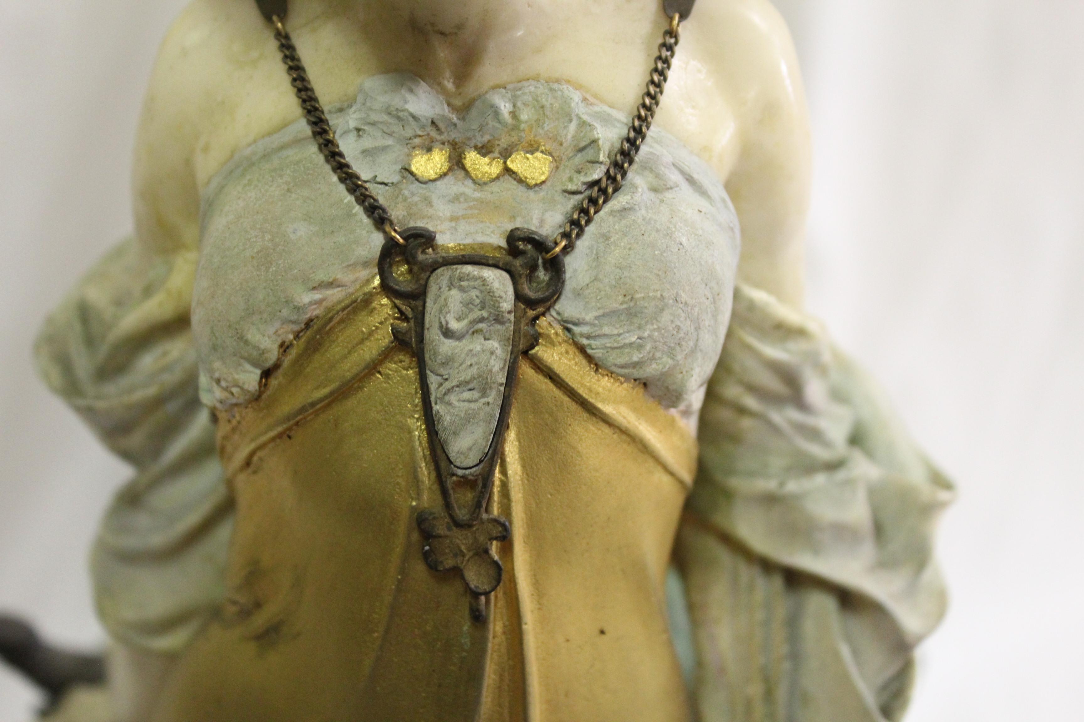 Scultura di donna in stile Art Nouveau di metà secolo, bronzo, firmata dall'artista in vendita 8