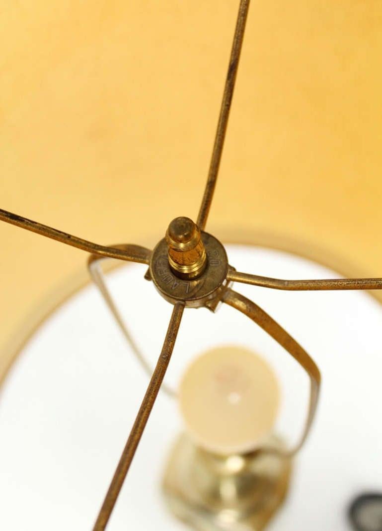 20th Century Mid-Century Modern Art Nouveau Revival Style Cast Metal Base Table Lamp MINT! For Sale