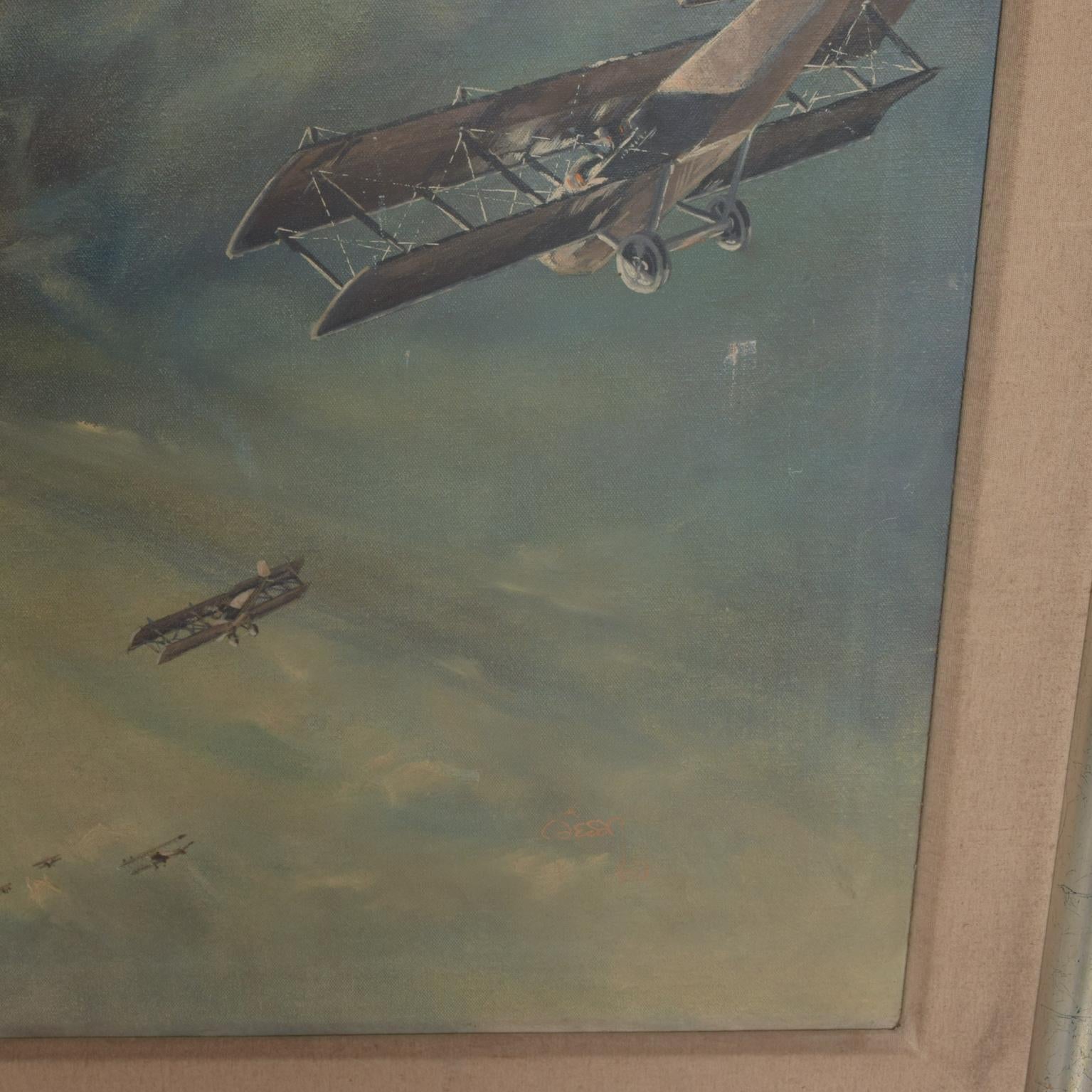 1950s Modern Aviation Painting Vintage Airplane Art In Good Condition For Sale In Chula Vista, CA