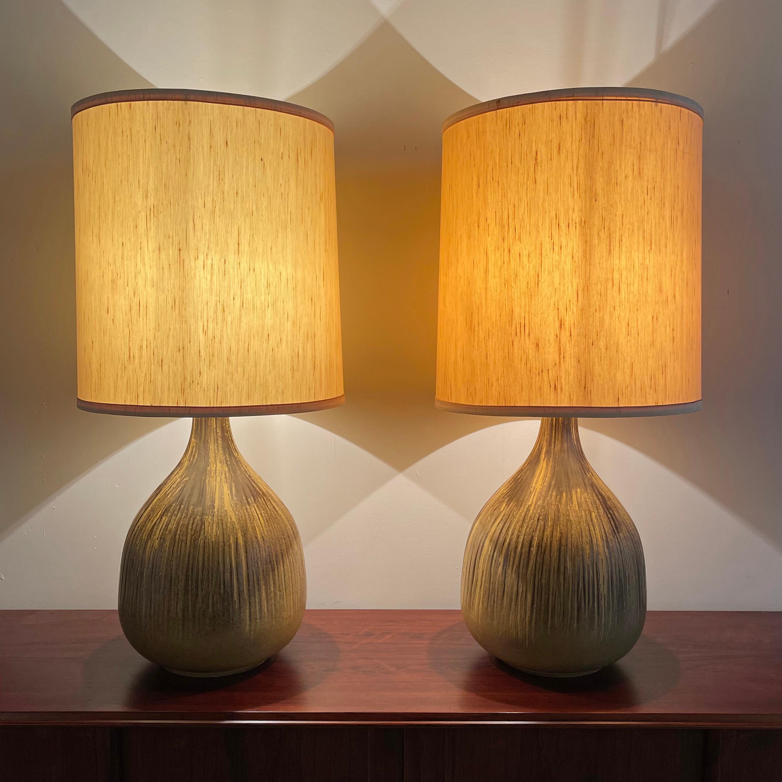 American Mid-Century Modern Art Pottery Gourd Table Lamps