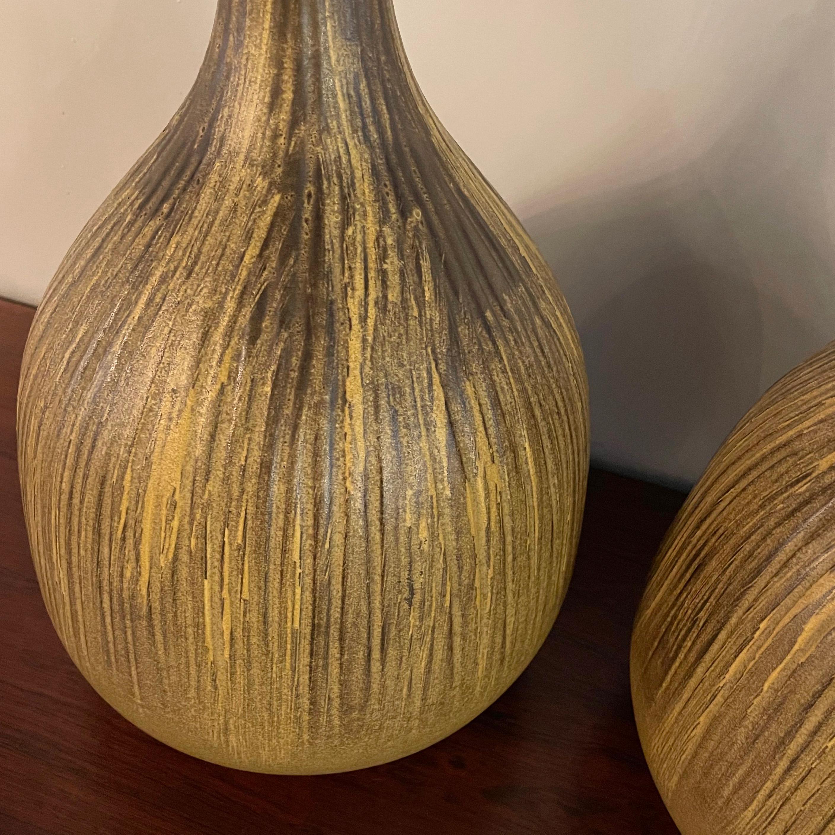 Mid-Century Modern Art Pottery Gourd Table Lamps 3