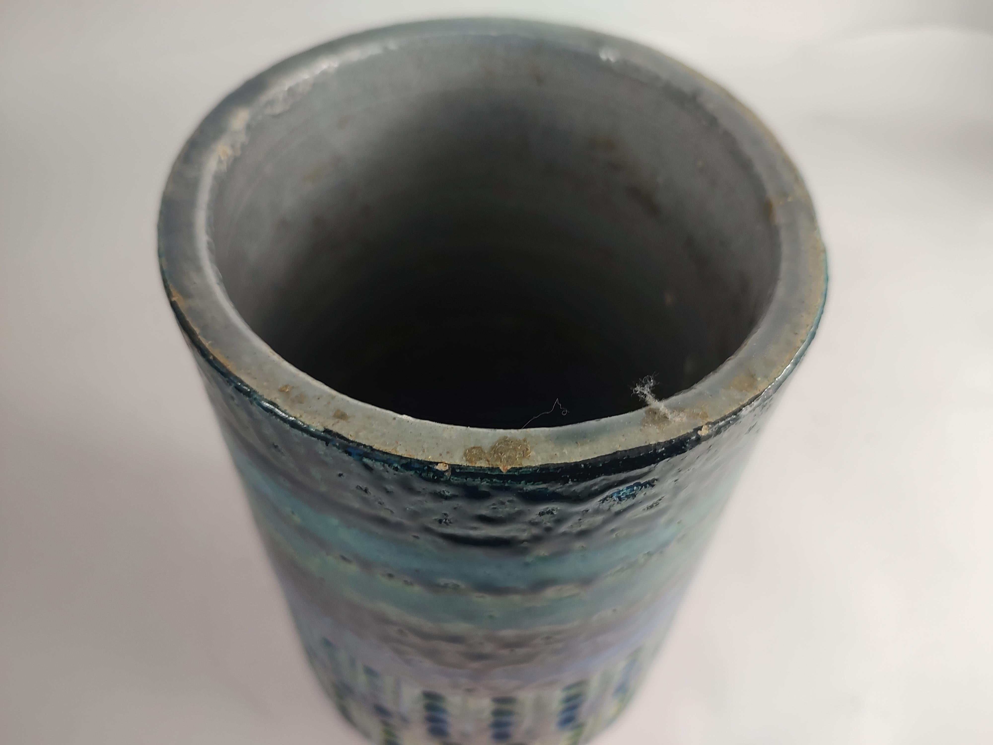 Hand-Crafted Mid-Century Modern Art Pottery Rimini Blue Vase by Aldo Londi Bitossi