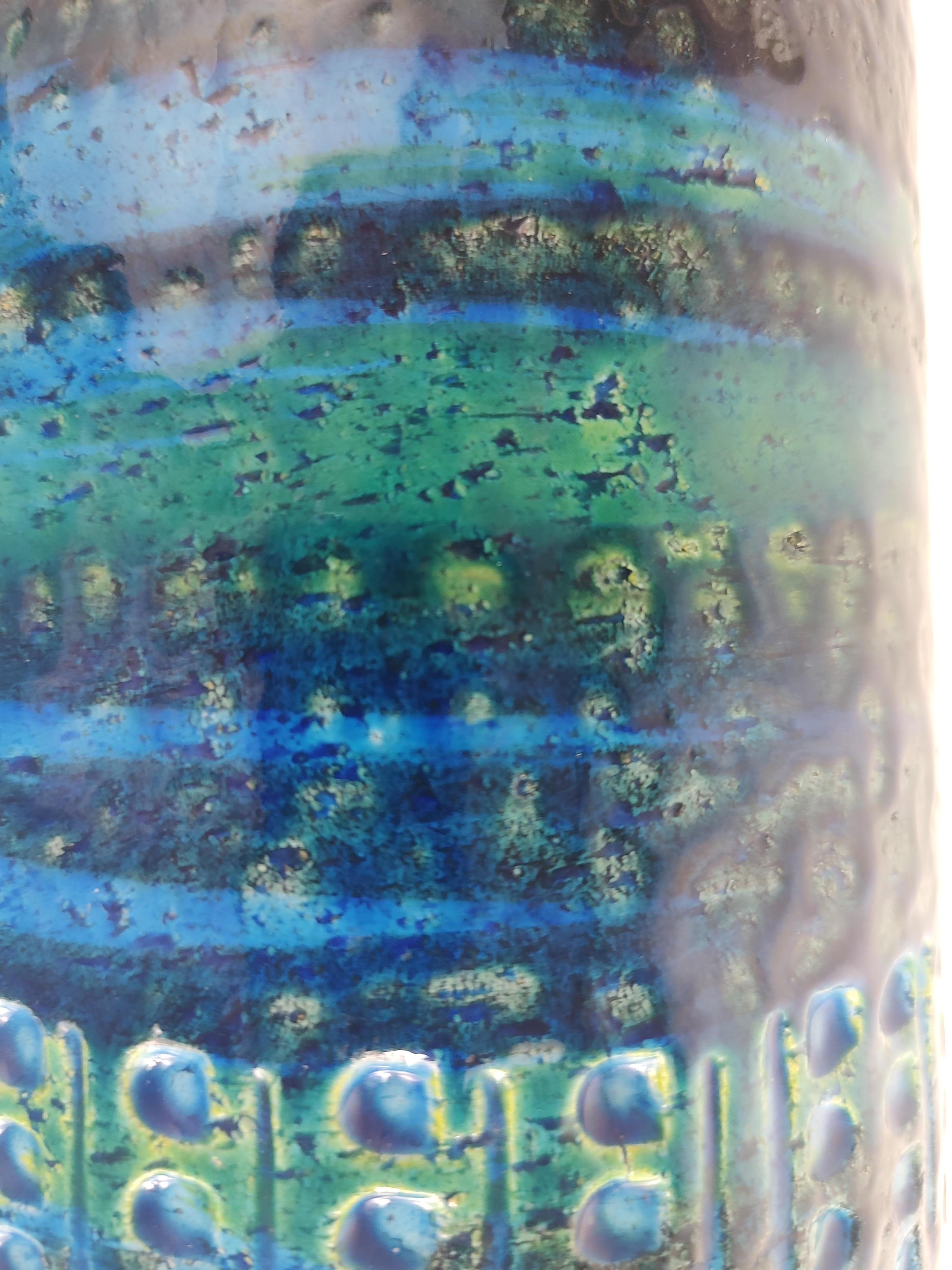 Mid-Century Modern Art Pottery Rimini Blue Vase by Aldo Londi Bitossi 1