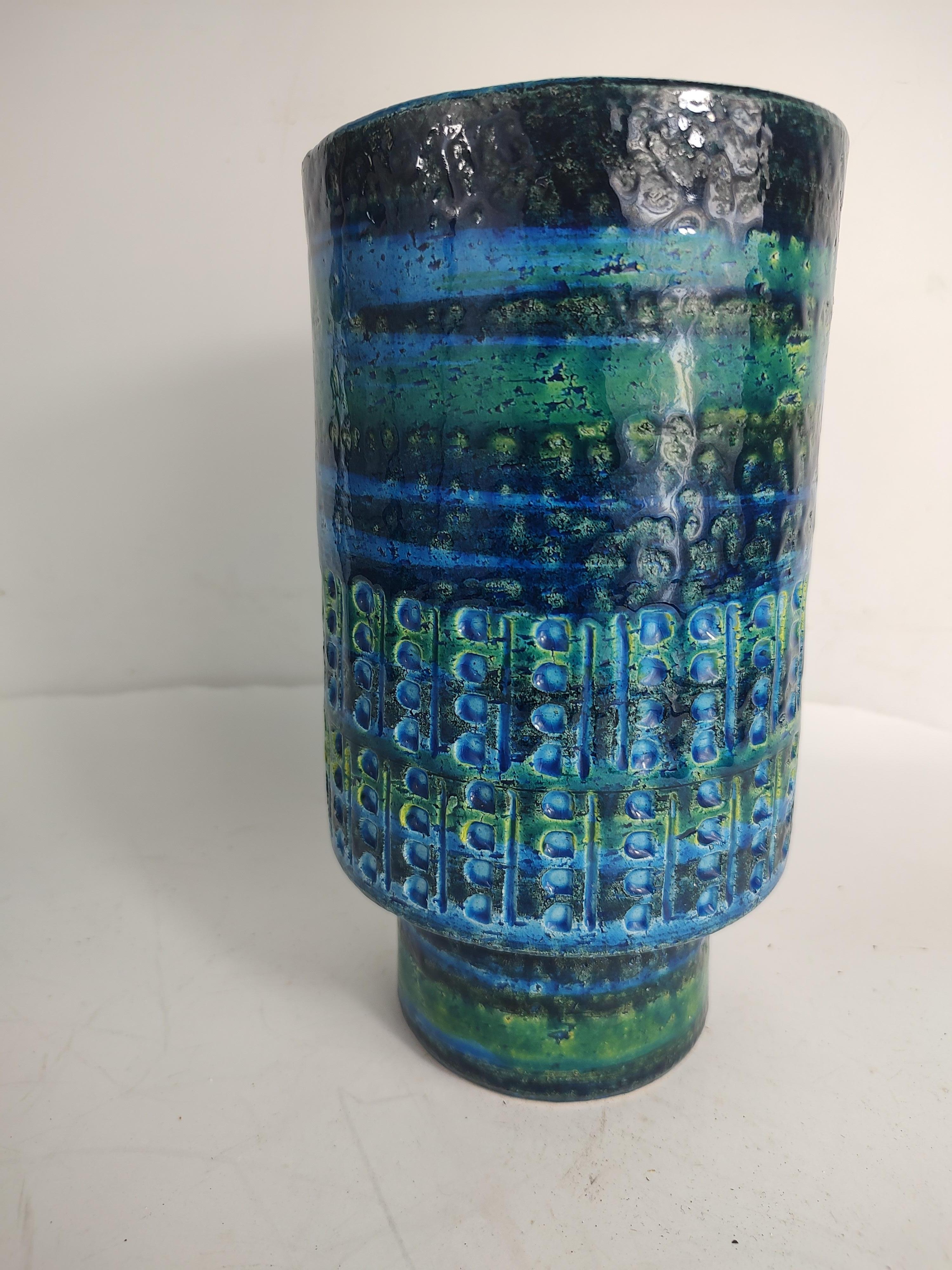 Mid-Century Modern Art Pottery Rimini Blue Vase by Aldo Londi Bitossi 2