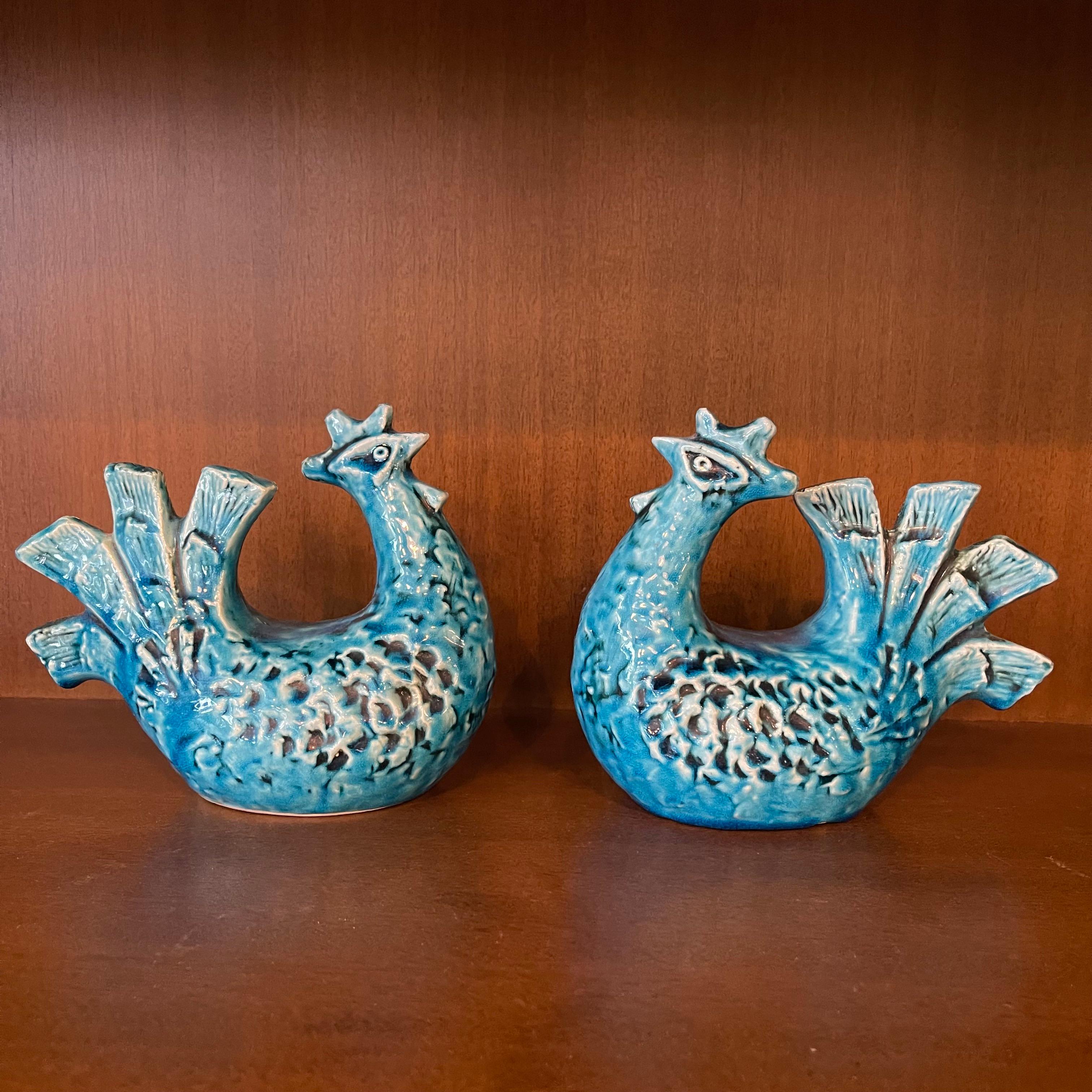 MidCentury Modern Art Pottery Rooster Figures For Sale at 1stDibs