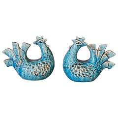 Mid-Century Modern Art Pottery Rooster Figures