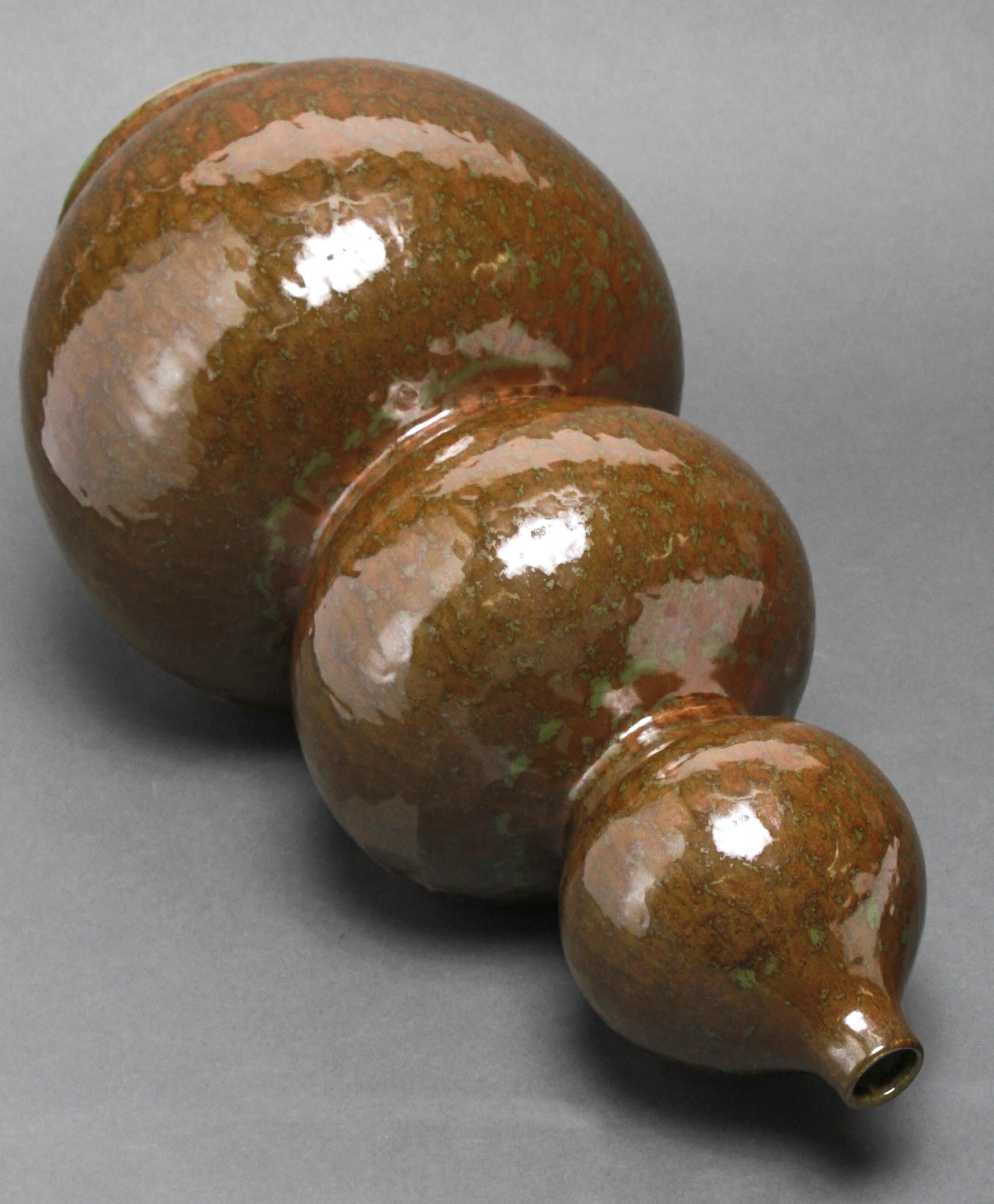 Mid-Century Modern Art Pottery Triple Gourd Vase 1