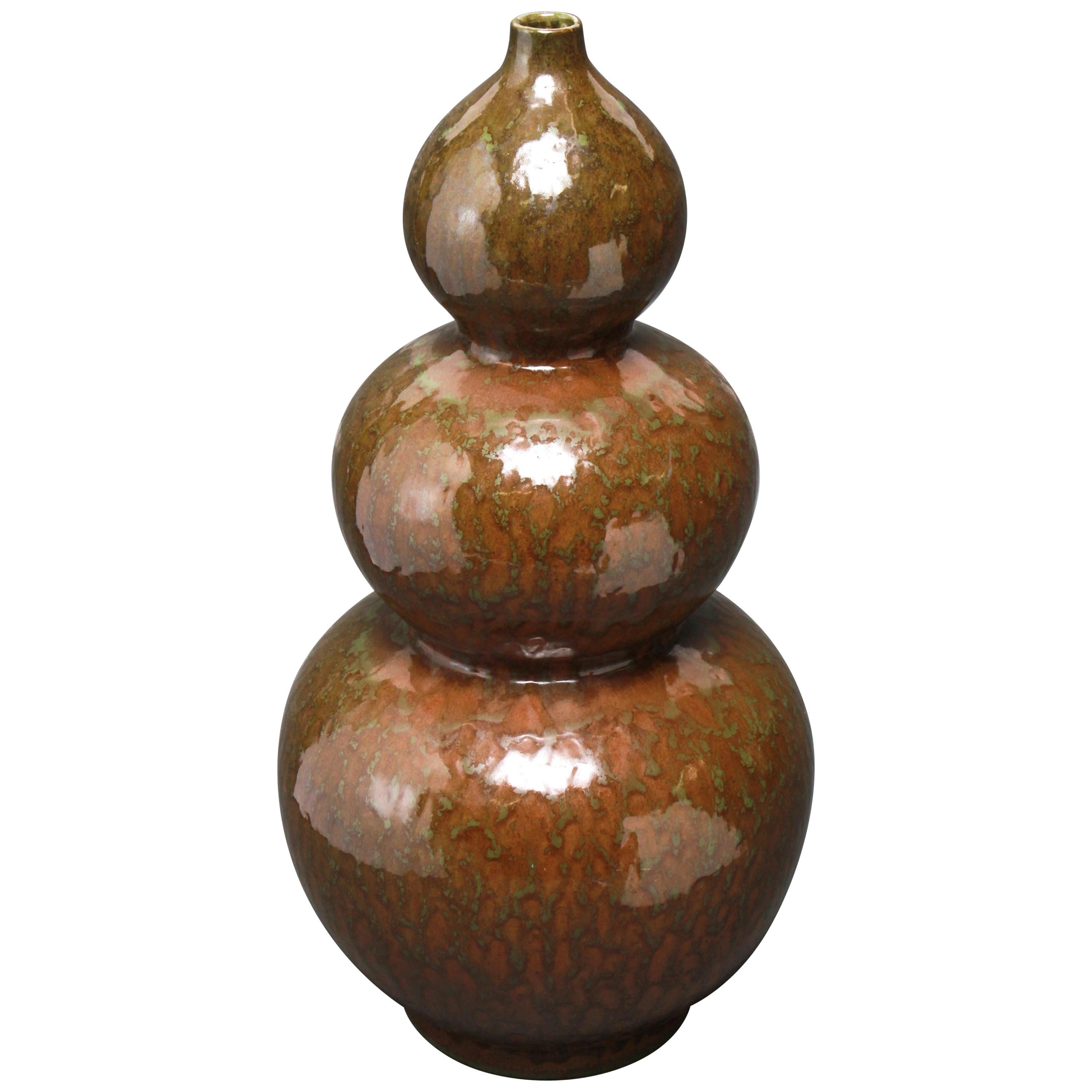 Mid-Century Modern Art Pottery Triple Gourd Vase