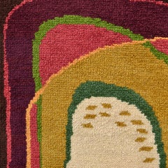 Alfombra de lana de los años 50 tejida a mano Diseño abstracto