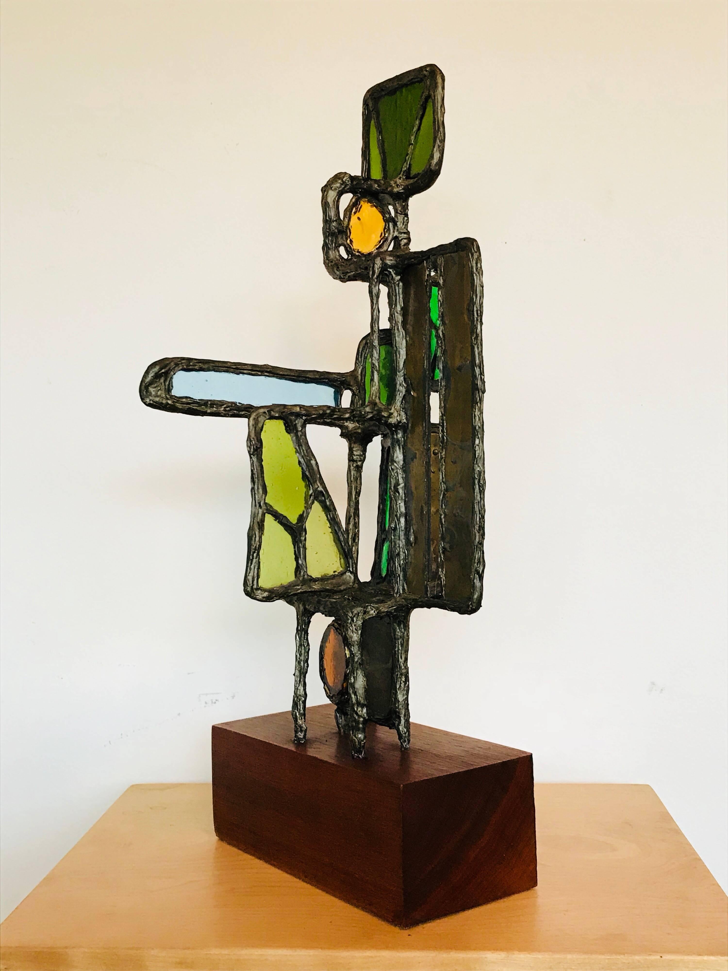 Mitte des Jahrhunderts Moderne Kunst Glasmalerei Brutalist Skulptur (20. Jahrhundert)