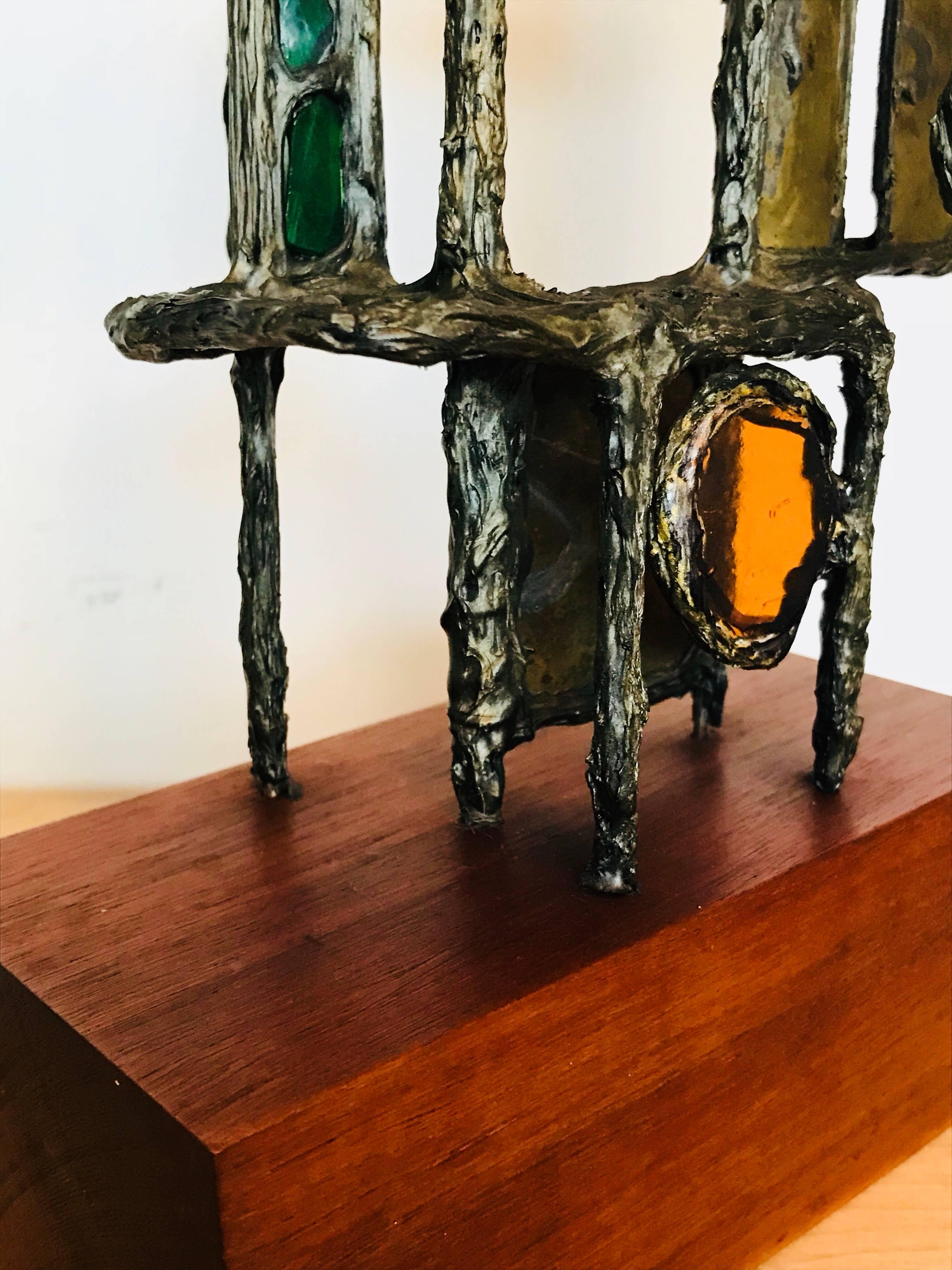 Mitte des Jahrhunderts Moderne Kunst Glasmalerei Brutalist Skulptur 2