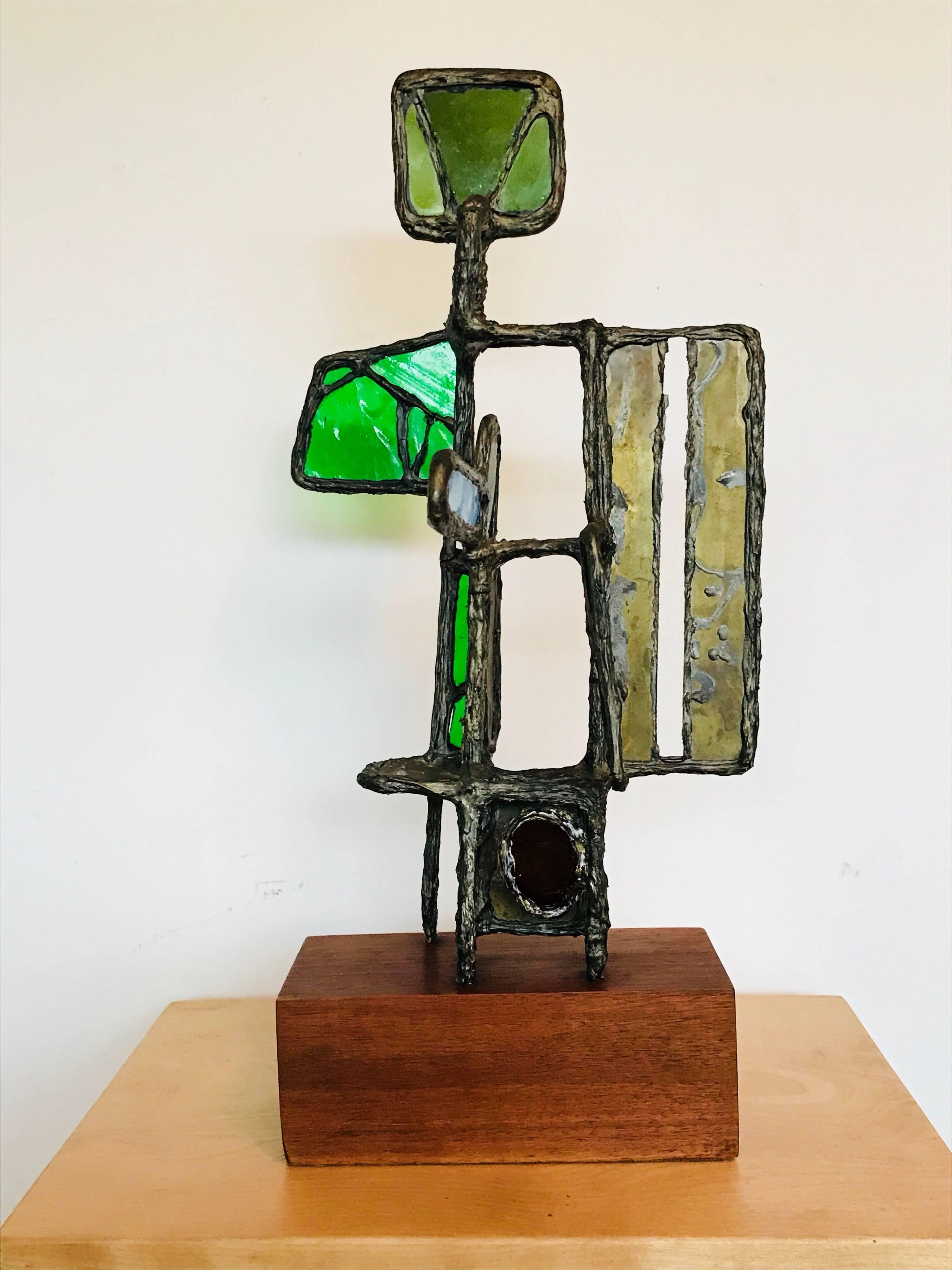 Mitte des Jahrhunderts Moderne Kunst Glasmalerei Brutalist Skulptur 3
