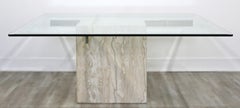 Mid-Century Modern Artedi Travertine and Brass Square Coffee Table, Italy, 1970s
