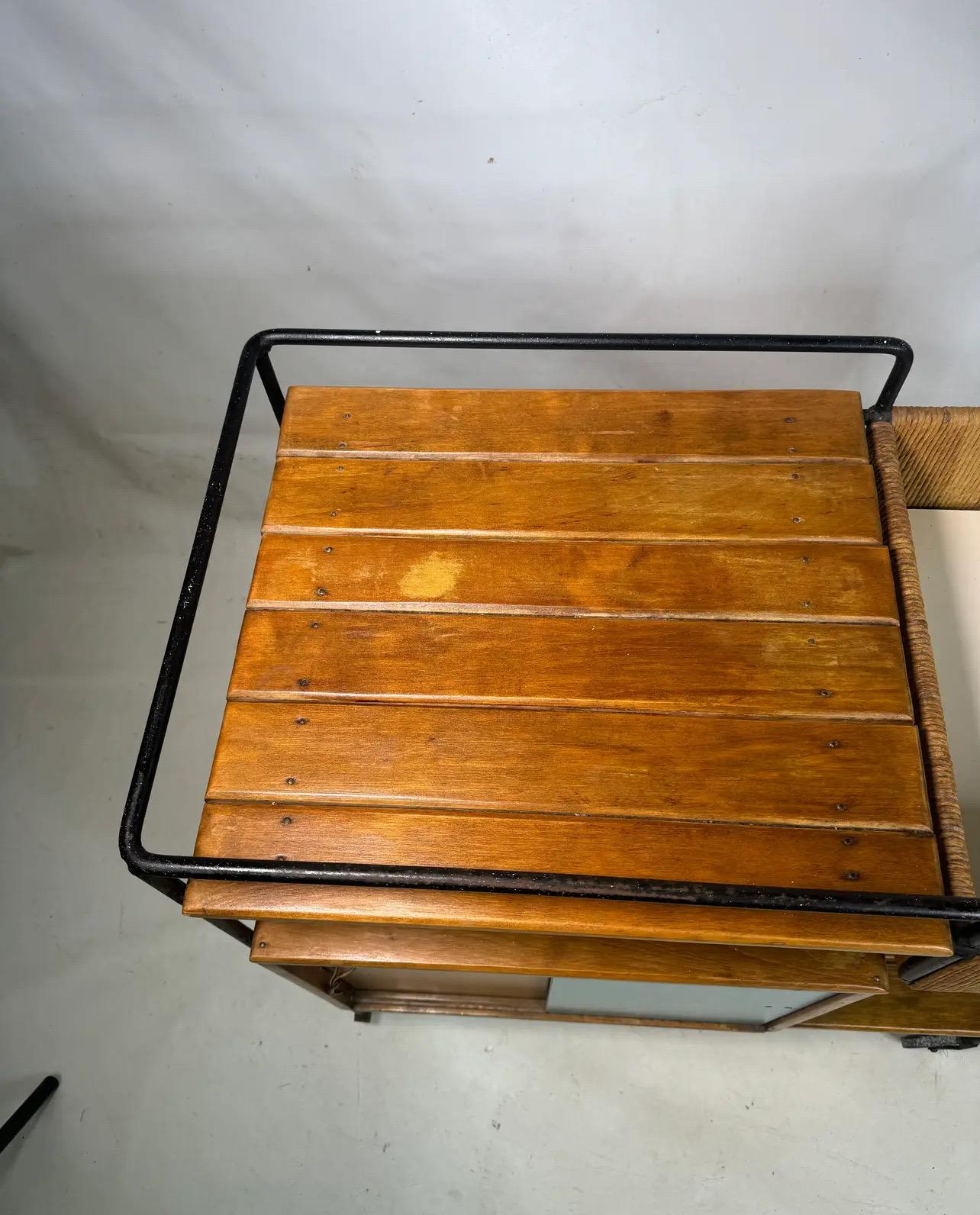 Wrought Iron Mid Century Modern Arthur Umanoff Bar Cart