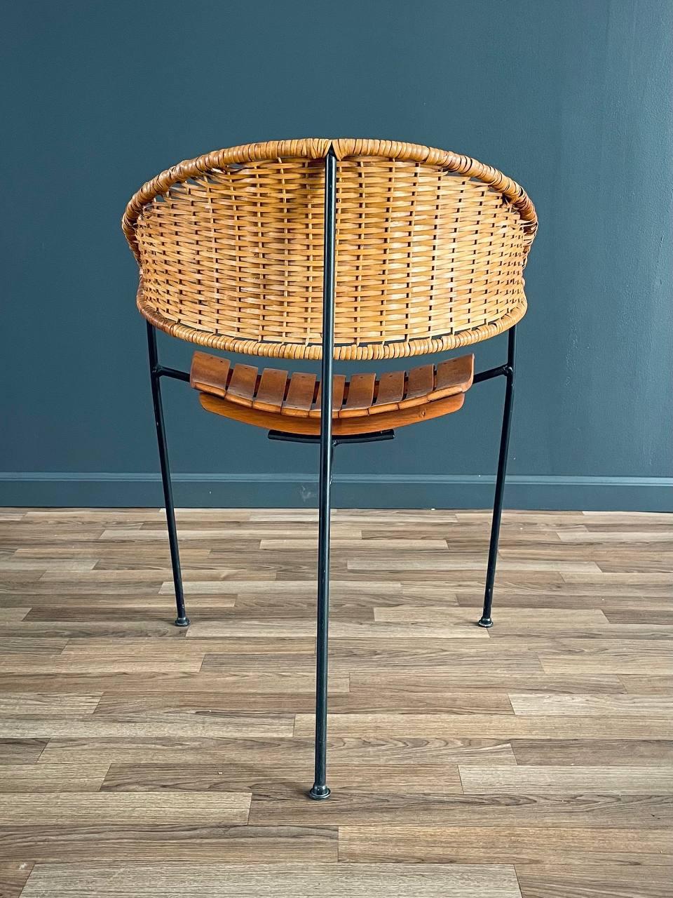 Mid-20th Century Mid-Century Modern Arthur Umanoff Cane Tri-Leg Chair For Sale