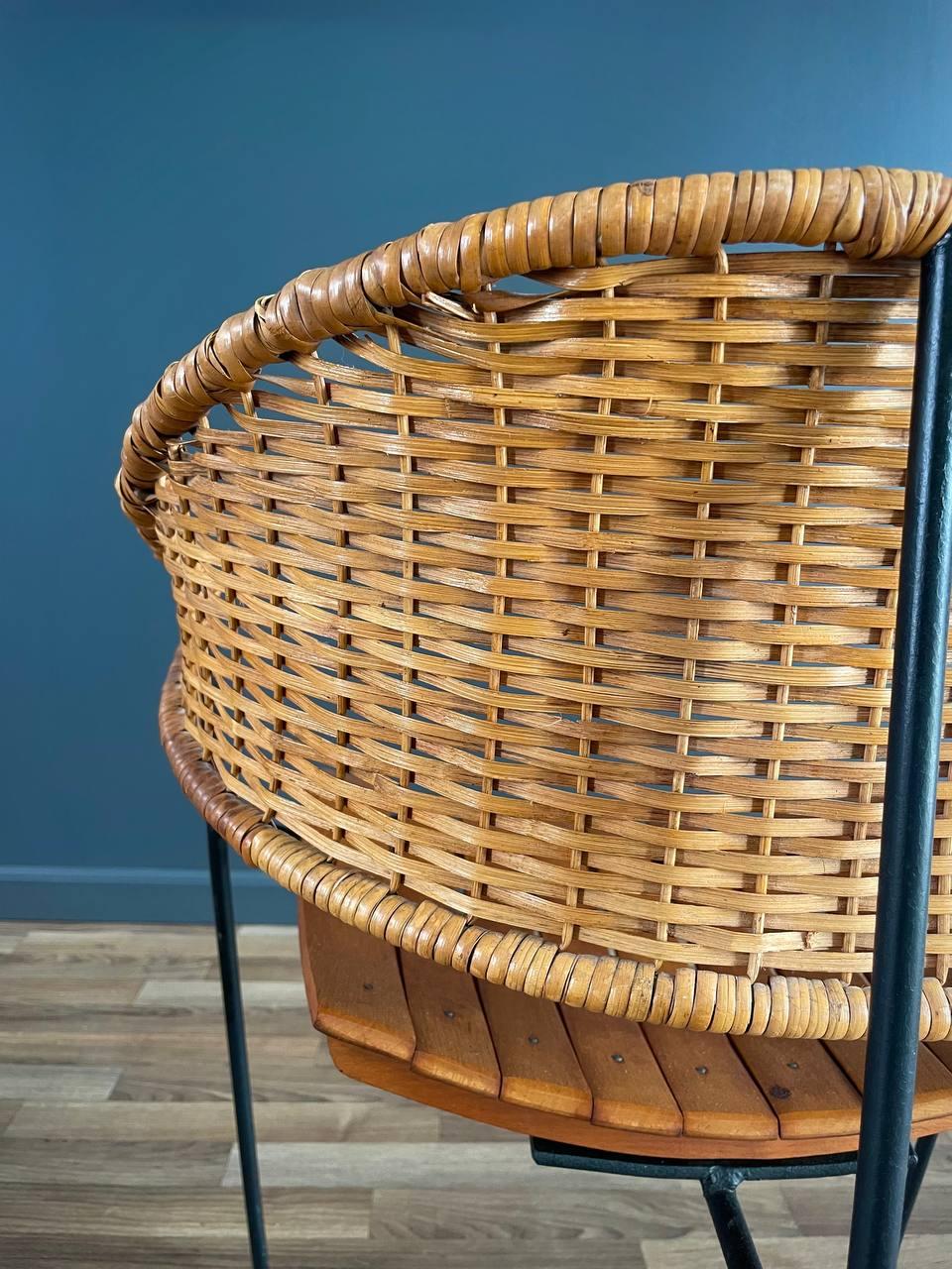 Mid-Century Modern Arthur Umanoff Cane Tri-Leg Chair For Sale 4