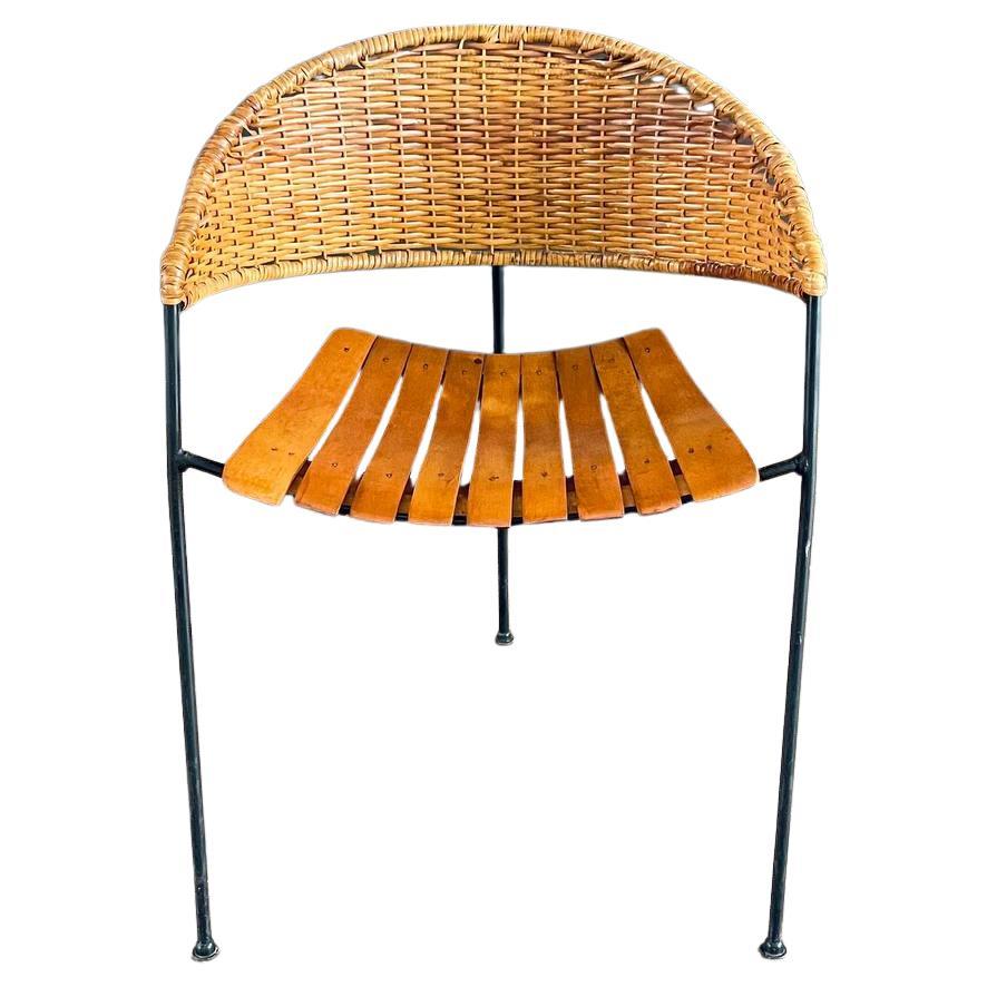 Mid-Century Modern Arthur Umanoff Cane Tri-Leg Chair