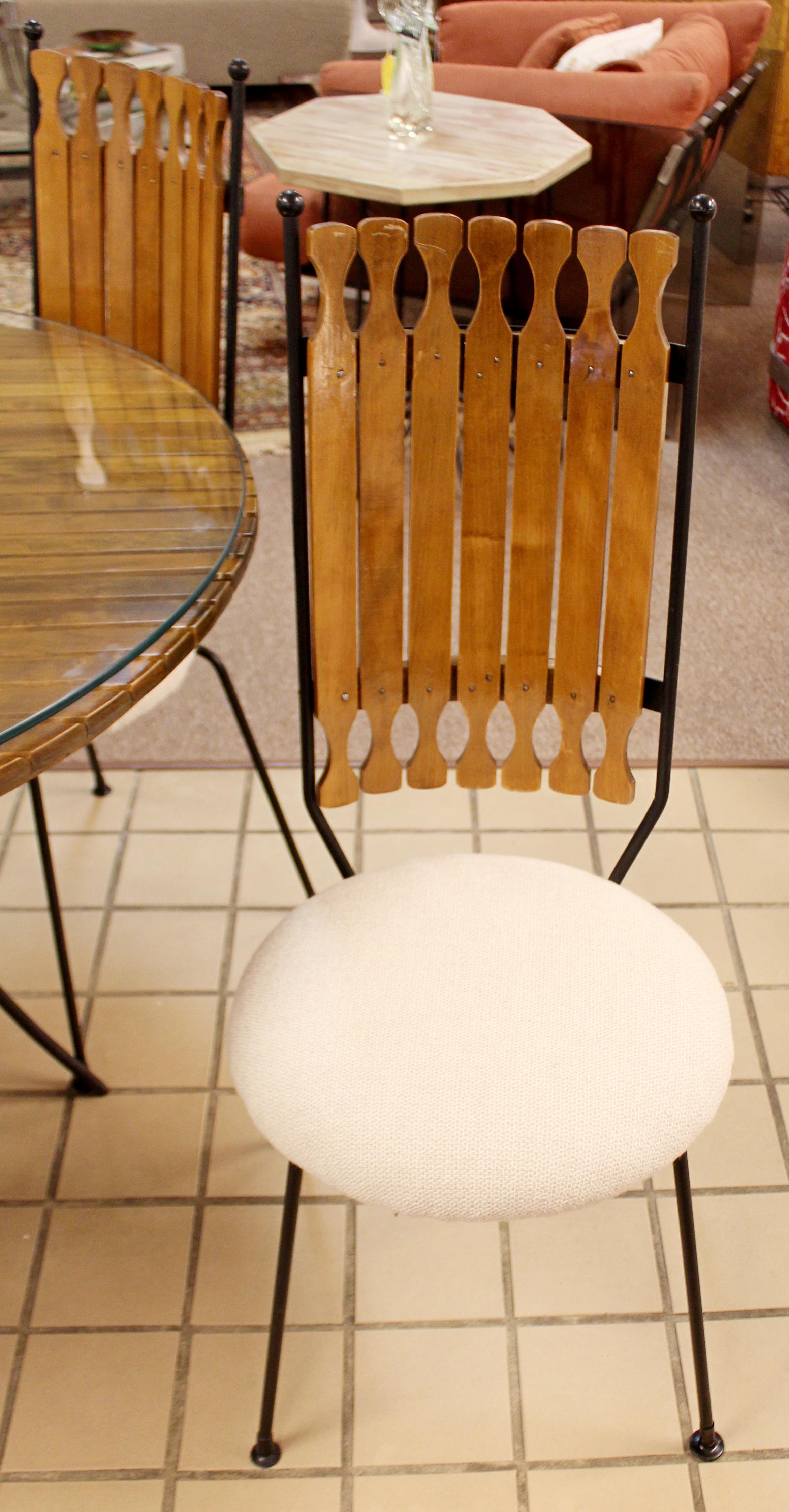Mid-Century Modern Arthur Umanoff Dinette Set 4 Side Chairs Wood Table Iron 1