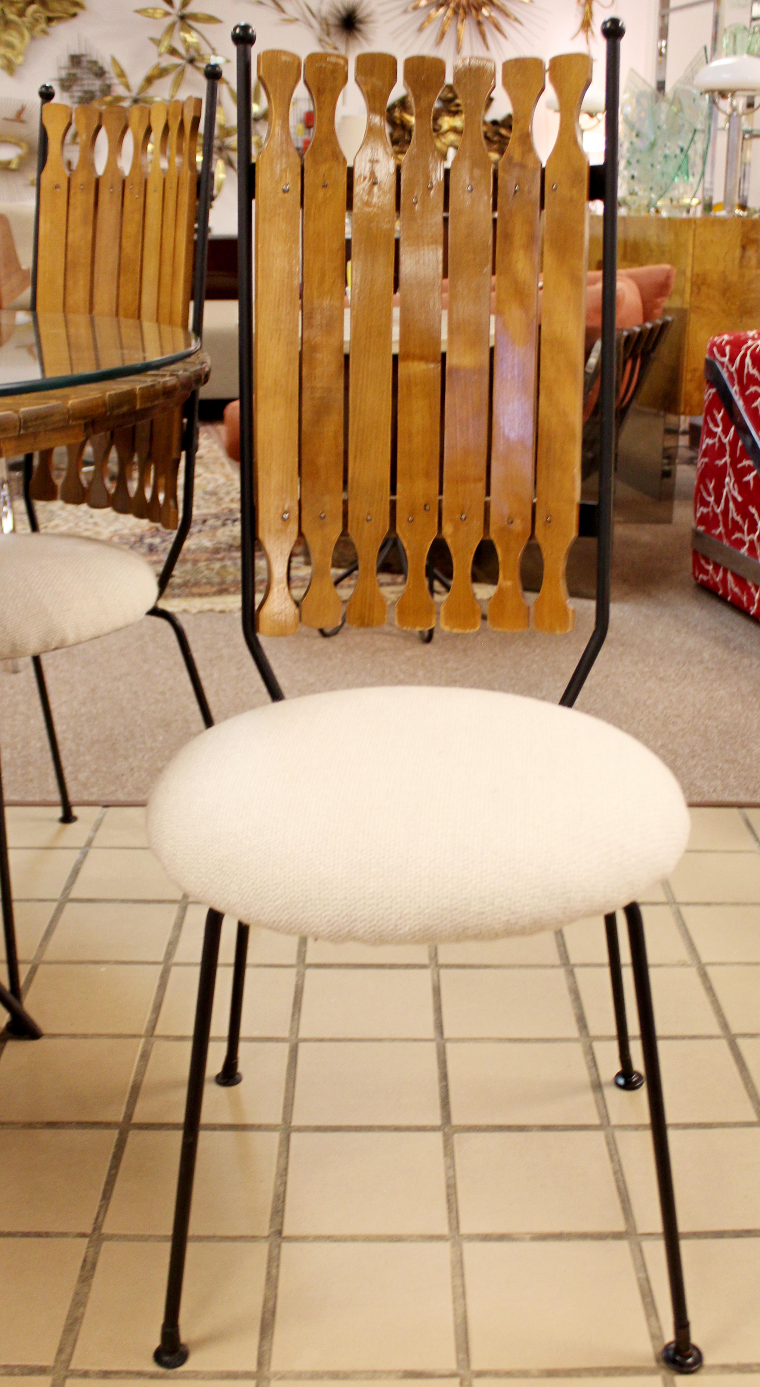 Mid-Century Modern Arthur Umanoff Dinette Set 4 Side Chairs Wood Table Iron 2