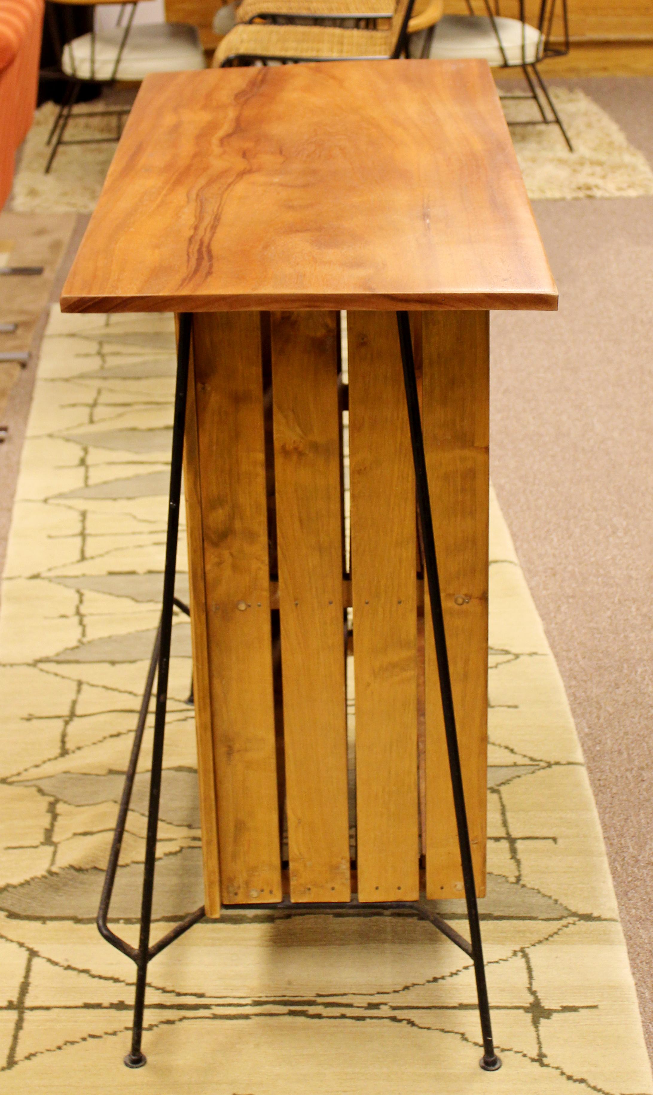 Wrought Iron Mid-Century Modern Arthur Umanoff for Raymor Iron & Wood Slat Standing Bar 1950s