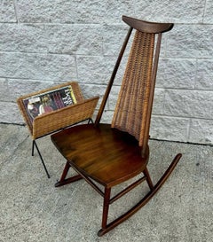 Mid Century Modern Arthur Umanoff FWashington Woodcraft Walnut Rattan Rocker!
