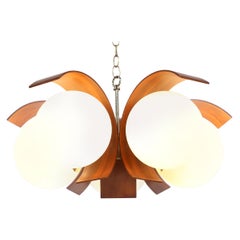 Mid-Century Modern Artichoke Style Walnut Chandelier