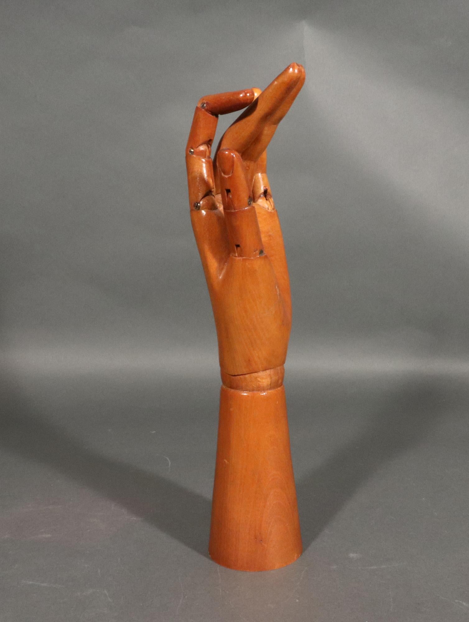 Folk Art Mid-century Modern Articulated Wood Artist Hand Model For Sale