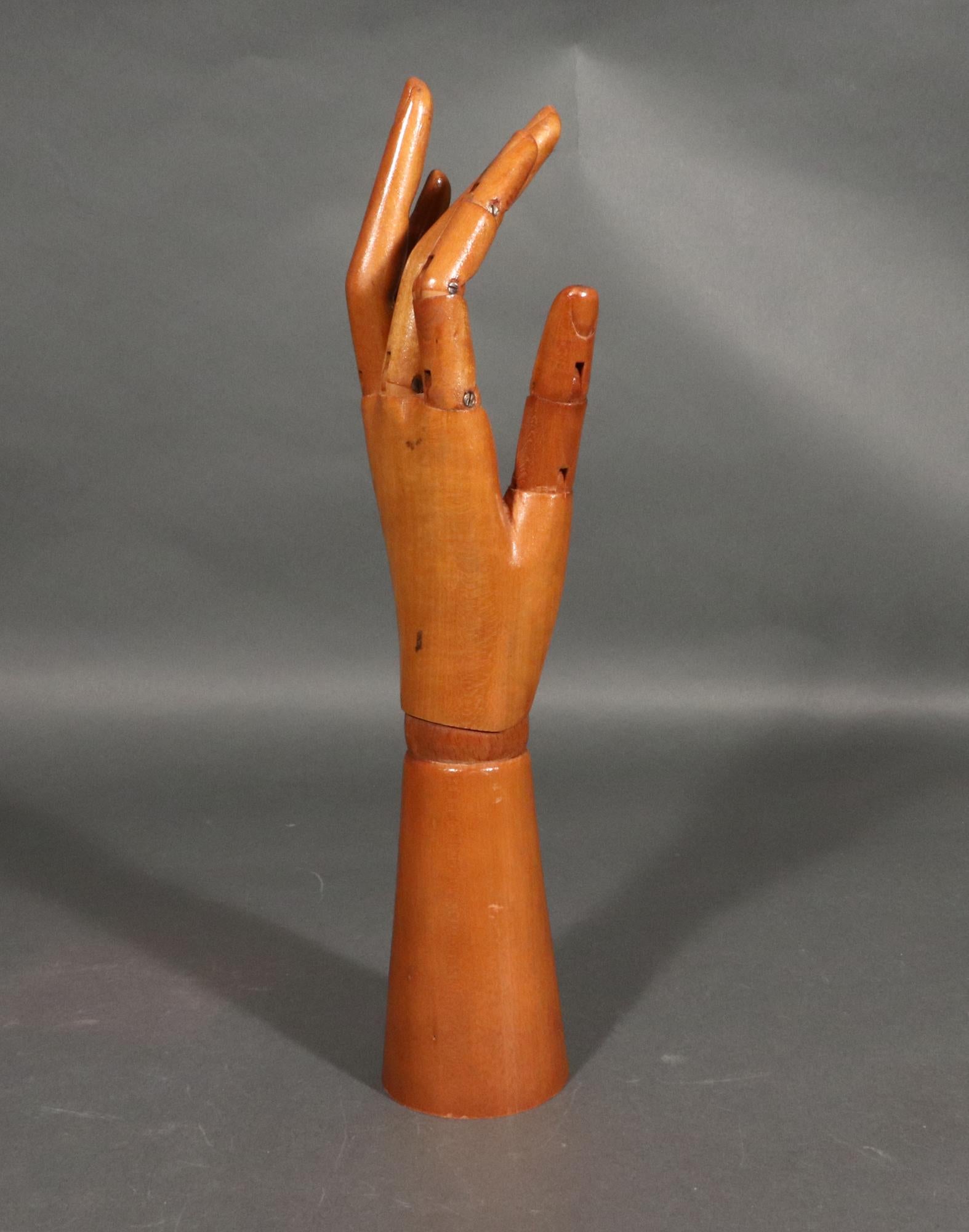 Belgian Mid-century Modern Articulated Wood Artist Hand Model For Sale