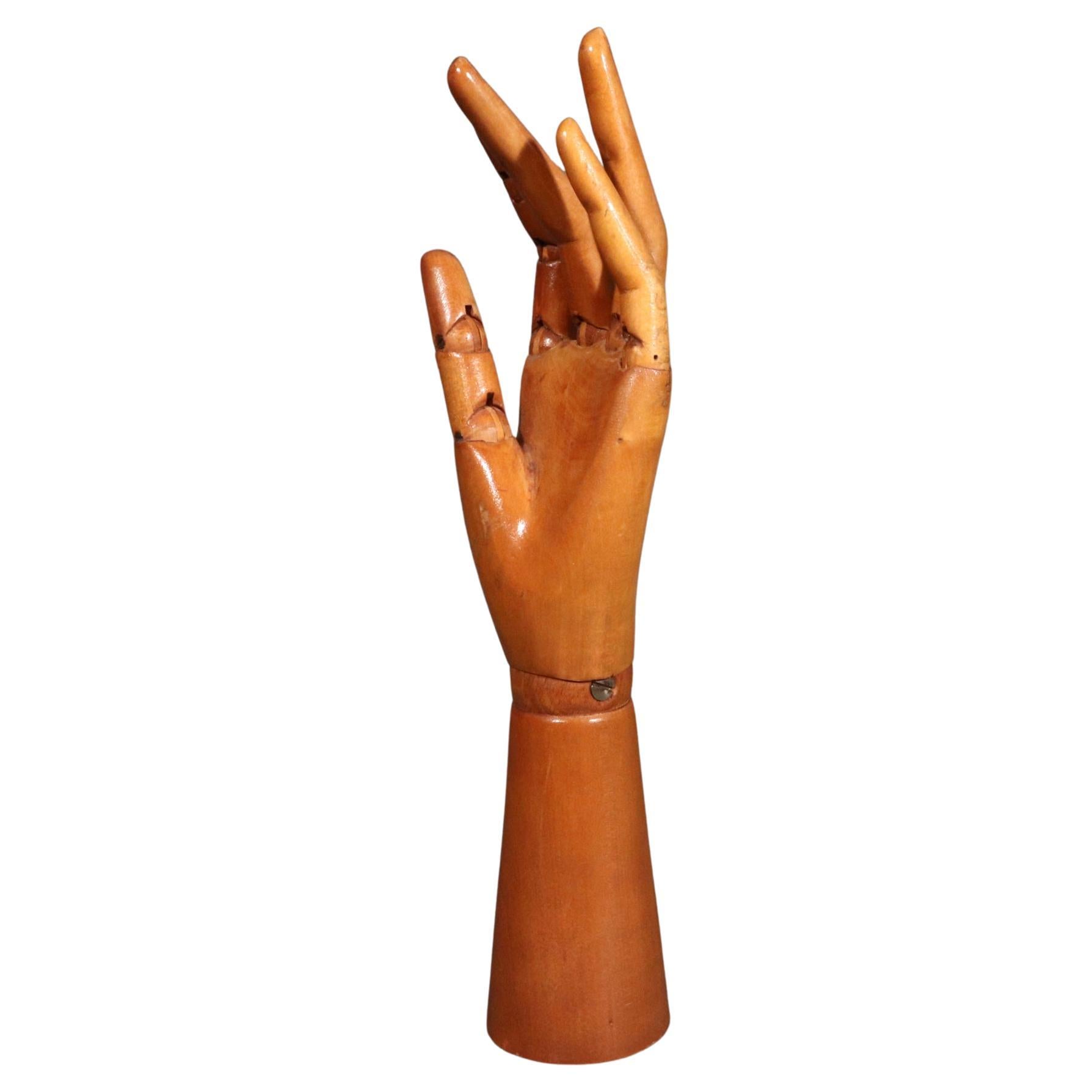 Mid-century Modern Articulated Wood Artist Hand Model For Sale