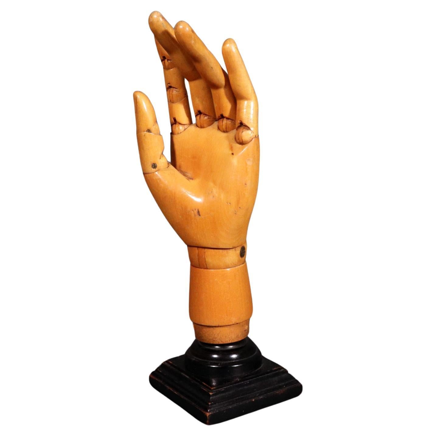 Mid-century Modern Articulated Wood Artist Hand Model For Sale