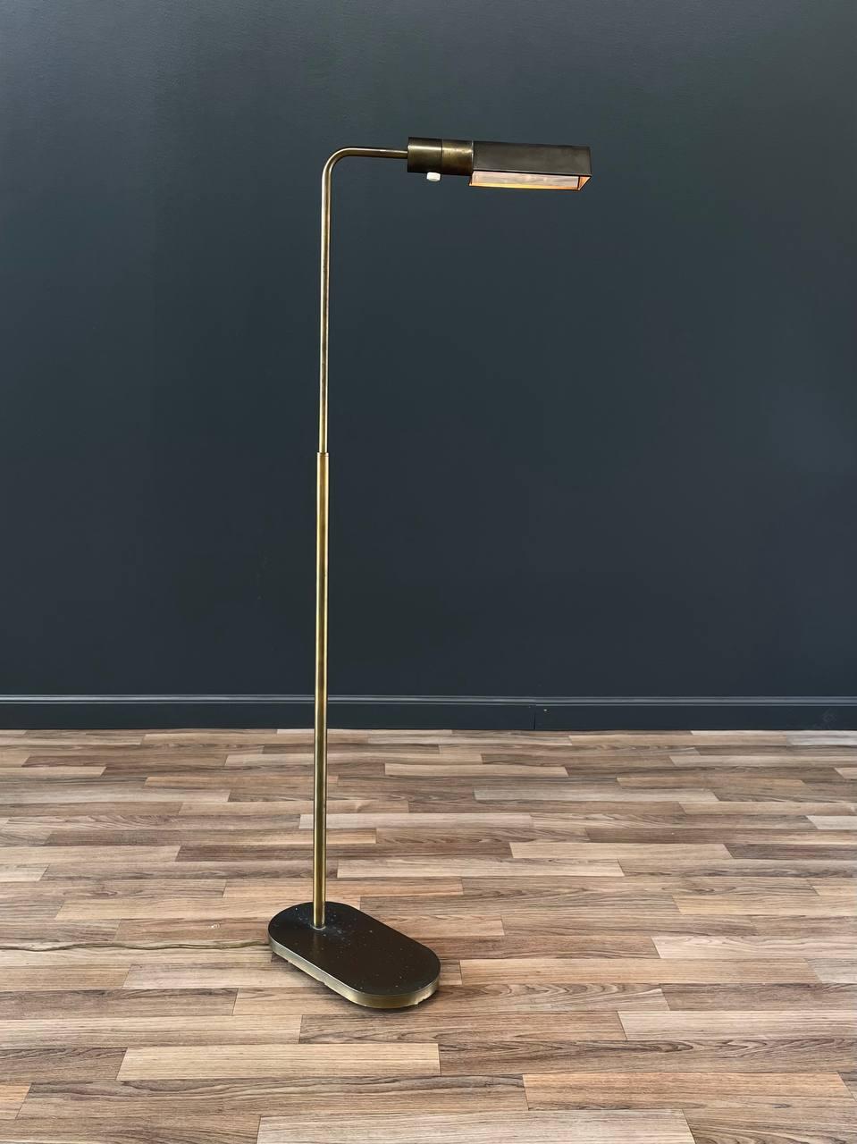 American Mid-Century Modern Articulating Brass Floor Lamp by Casella